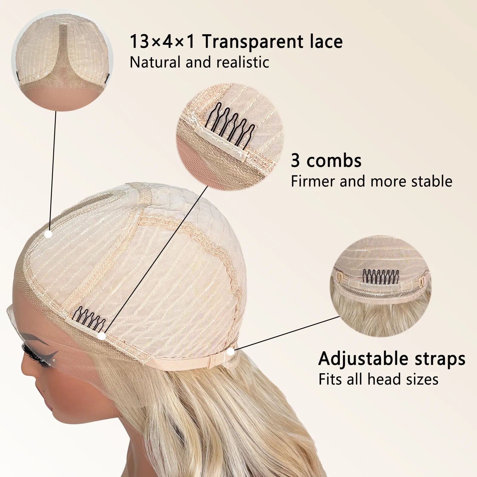 FABÉLLE Body Wave 30inch Glueless 13×4×1 Middle part Lace Wig Pre-plucked Synthetic Lace Front Wig for women Wavy Blonde daily style synthetic heat