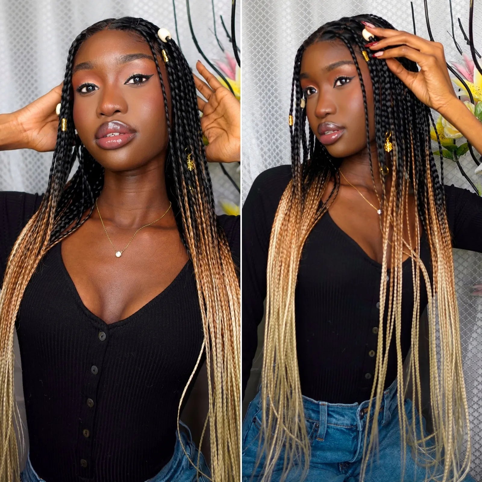 Knotless Box Braid Wigs With Baby Hair Handmade Full Lace Braided Wig for Women