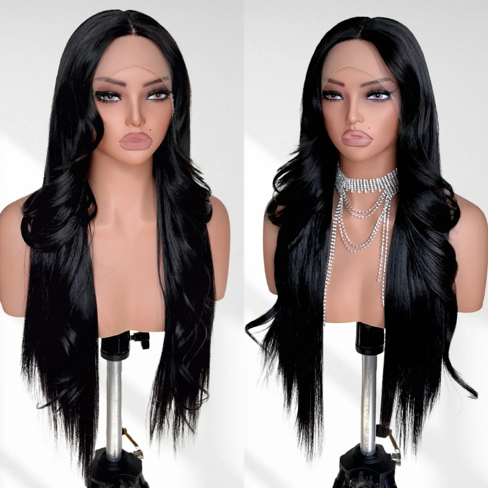 FABÉLLE 26Inch 13×4×1 Middle part Lace Front Wigs Mixed Wavy and Straight Glueless Synthetic Wigs Beginner Friendly for Women