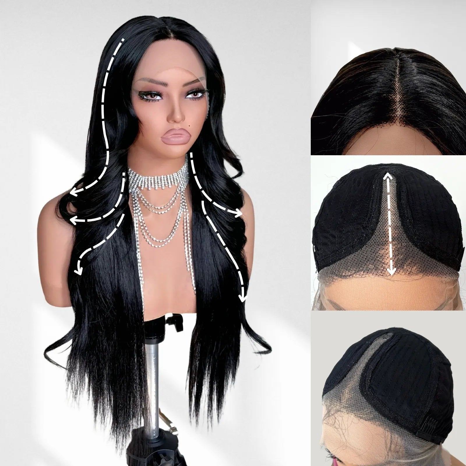 FABÉLLE 26Inch 13×4×1 Middle part Lace Front Wigs Mixed Wavy and Straight Glueless Synthetic Wigs Beginner Friendly for Women