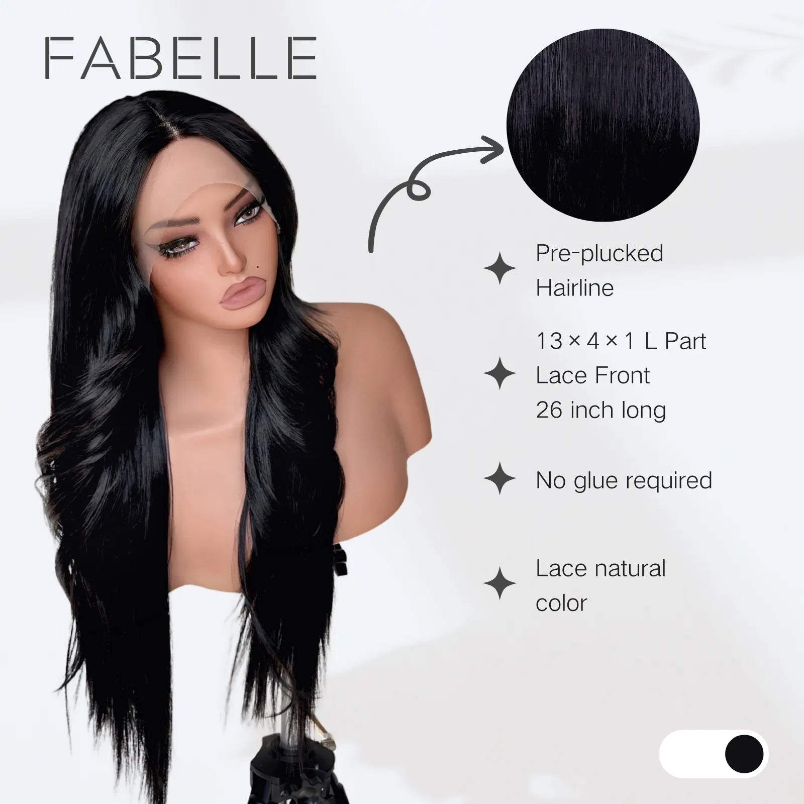 FABÉLLE 26Inch 13×4×1 Middle part Lace Front Wigs Mixed Wavy and Straight Glueless Synthetic Wigs Beginner Friendly for Women