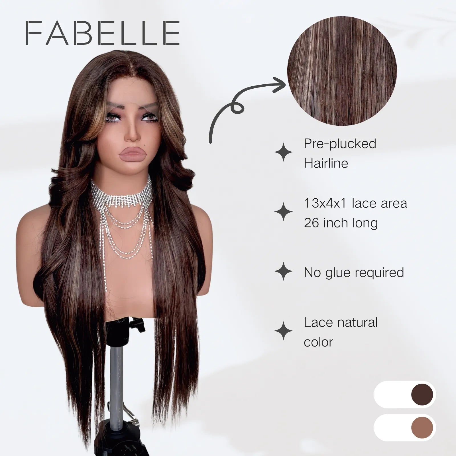 FABÉLLE 26Inch 13×4×1 Middle part Lace Front Wigs Mixed Wavy and Straight Glueless Synthetic Wigs Beginner Friendly for Women