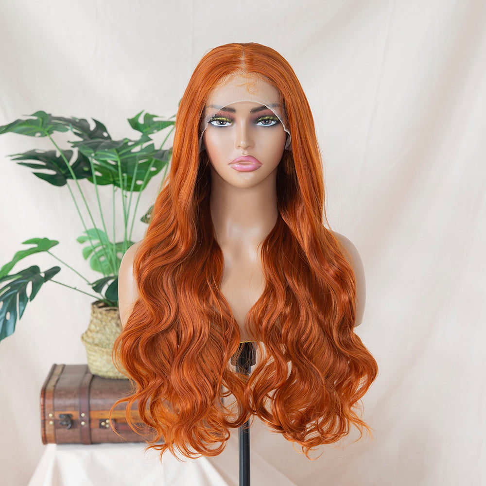 Ginger Orange Body Wave Lace Wig Glueless Transparent Lace Wig