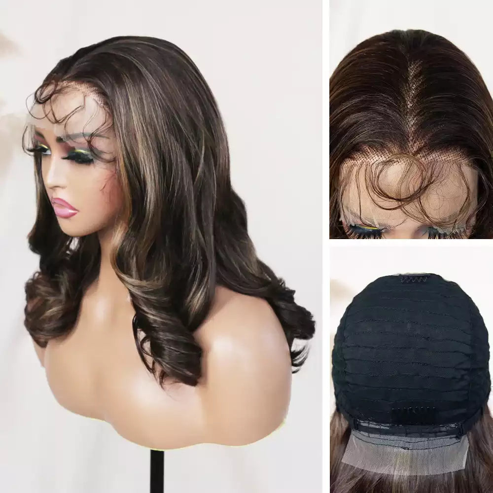 body wave honey_blonde_highlight 13_6_lace_front_wig_RGF10120-#HT4/27