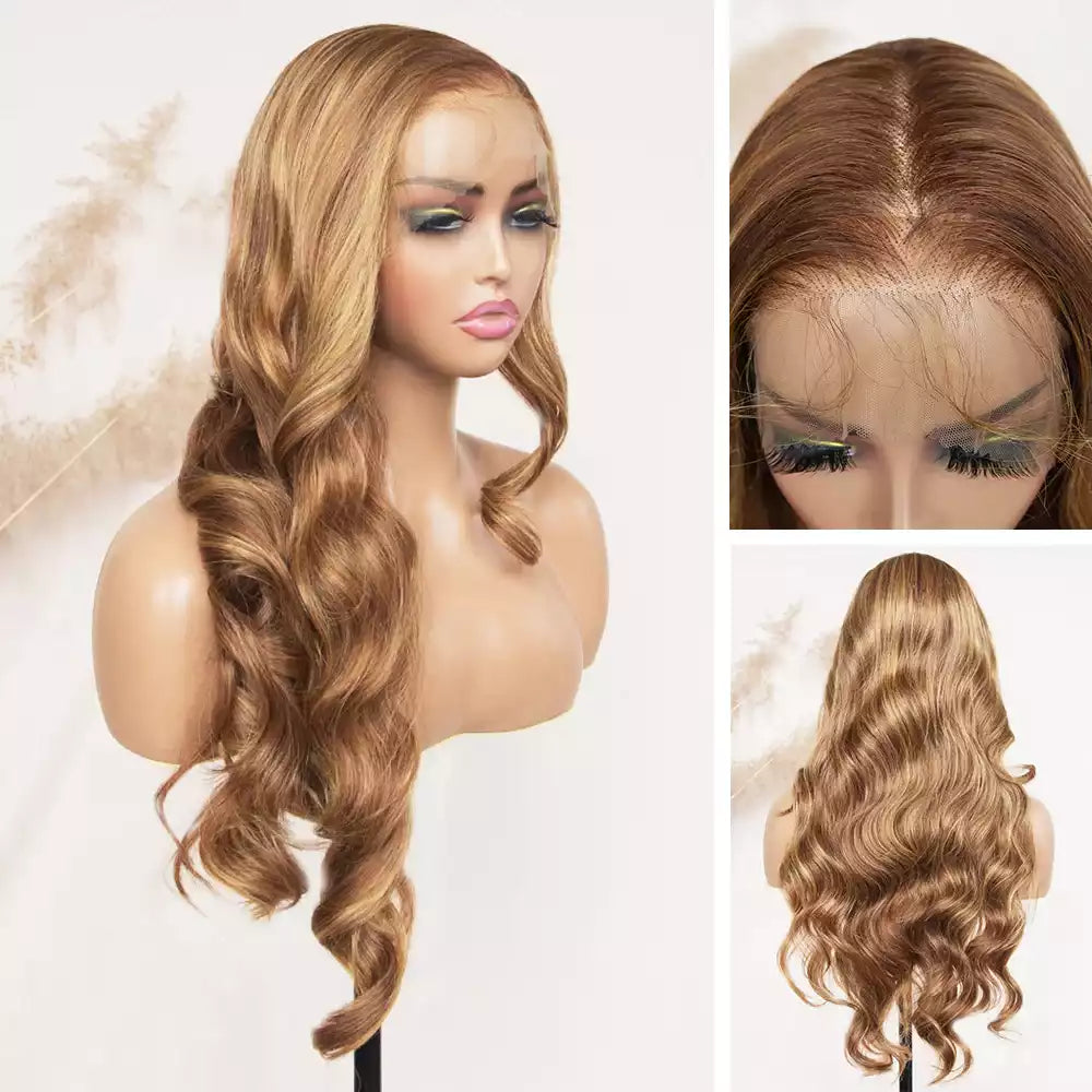 body wave honey_blonde_highlight_HL4_27 13_6_lace_front_wig_RGF9760-#HL4/27