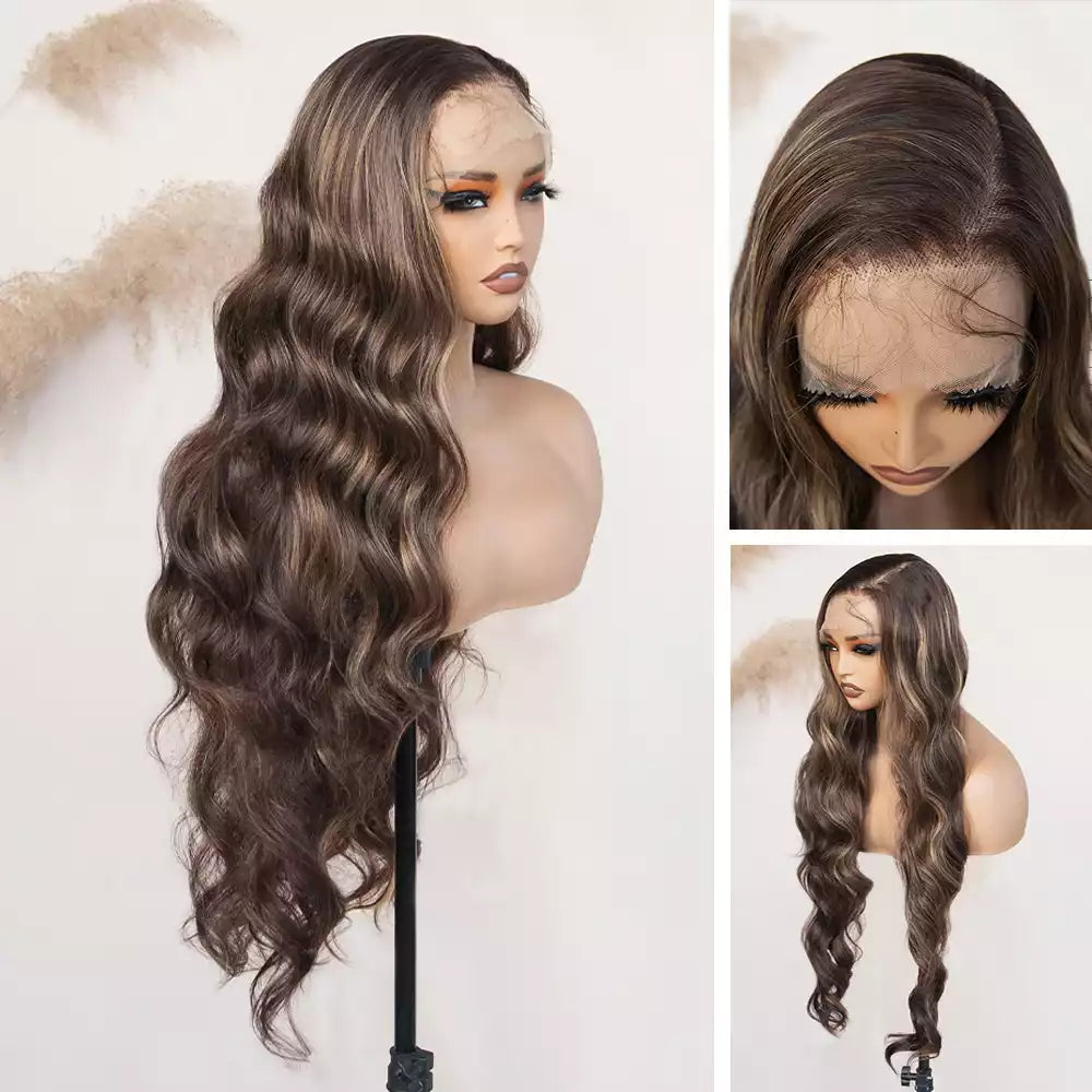body wave Honey_Blonde_Highlight 13×6 lace front wig RGF9985-#HT4/27