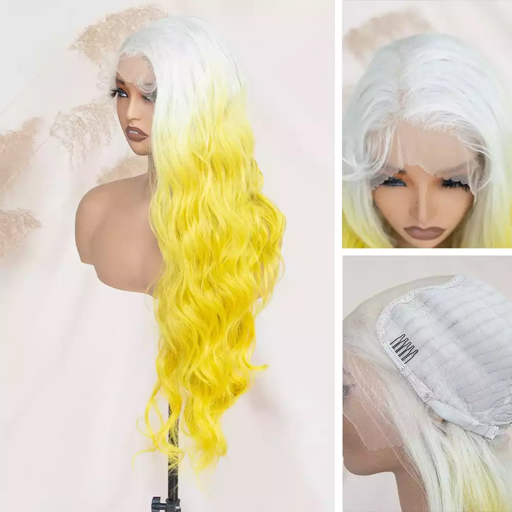 body wave Ombre Lemon Yellow 13×6 lace front wig RGF9985-#DR3702
