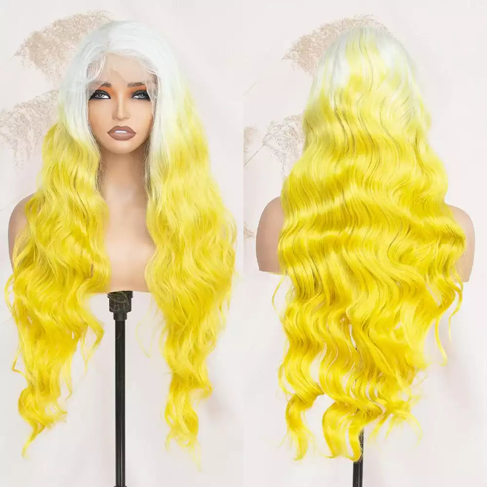 body wave Ombre Lemon Yellow 13×6 lace front wig RGF9985-#DR3702
