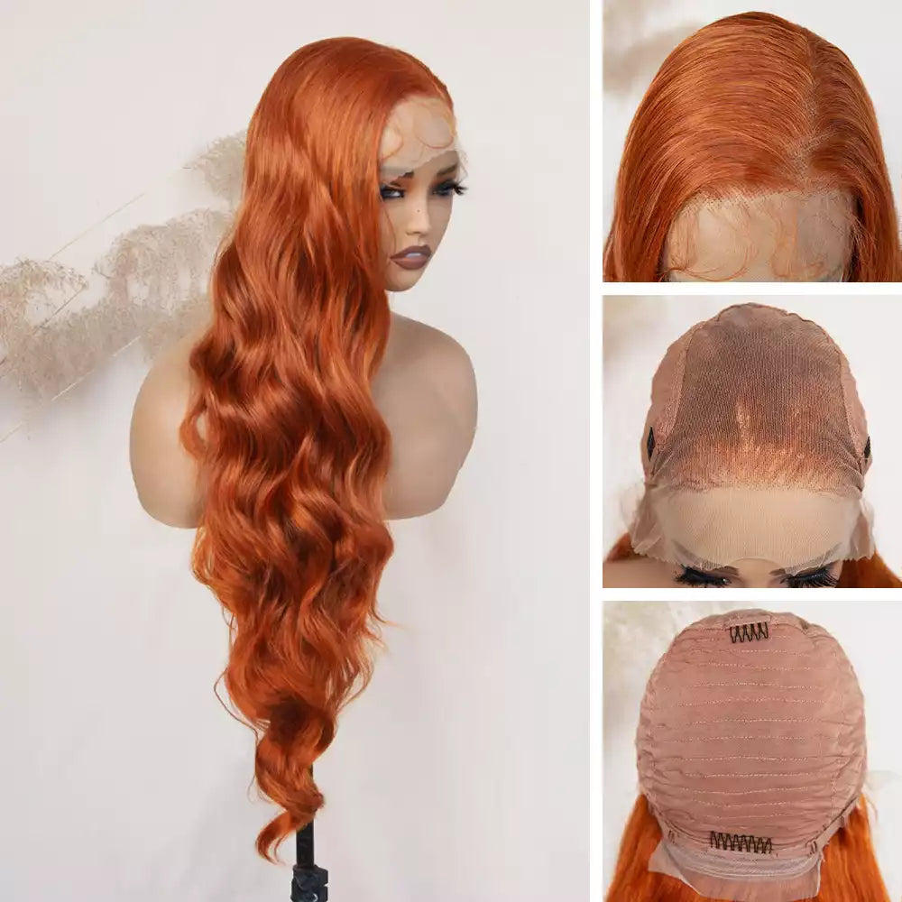 body wave Ginger Orange 13×6 lace front wig RGF9985-#GINGER