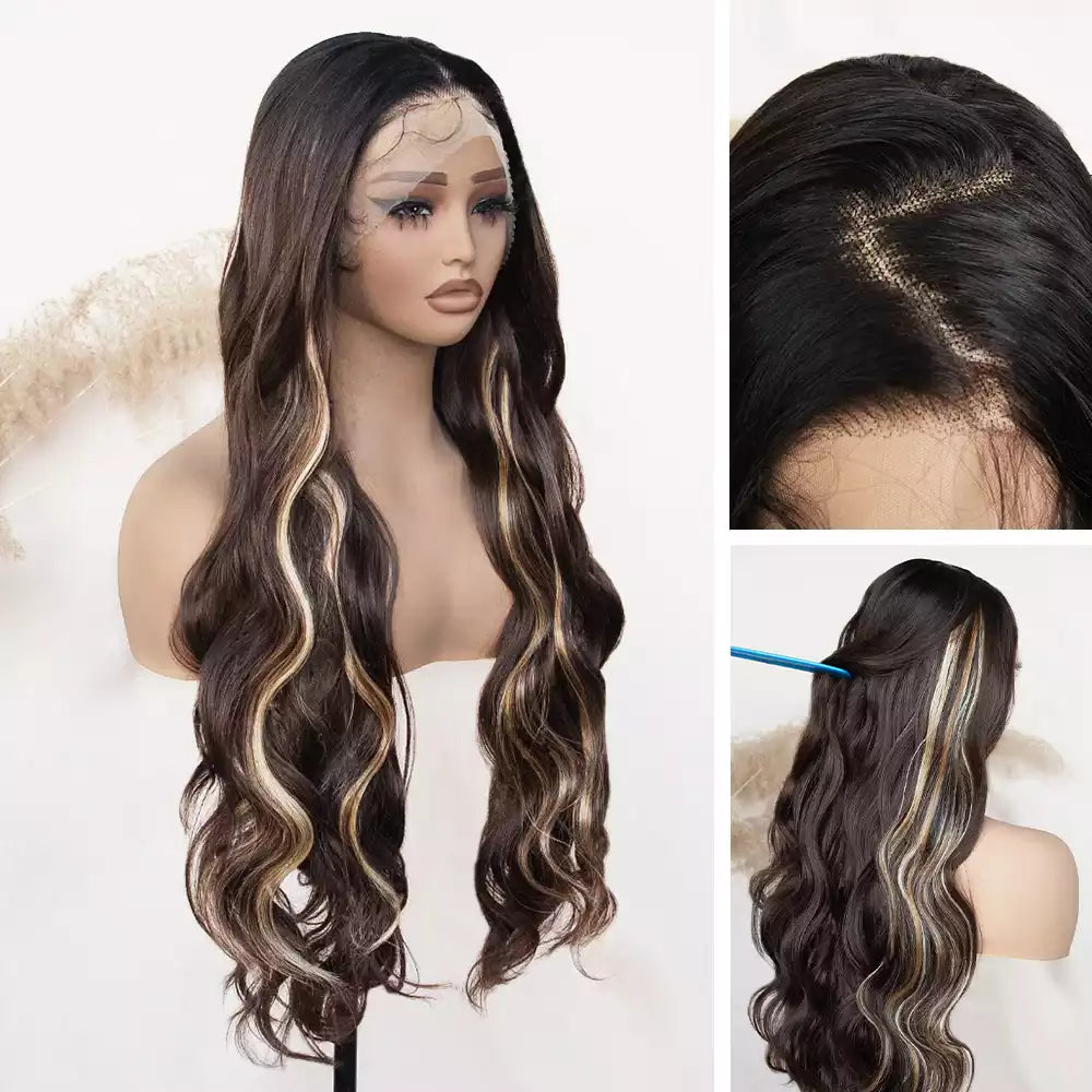 body wave Peekaboo Blonde Highlights 13×6 lace ftont wig RGF9915-#DR3713