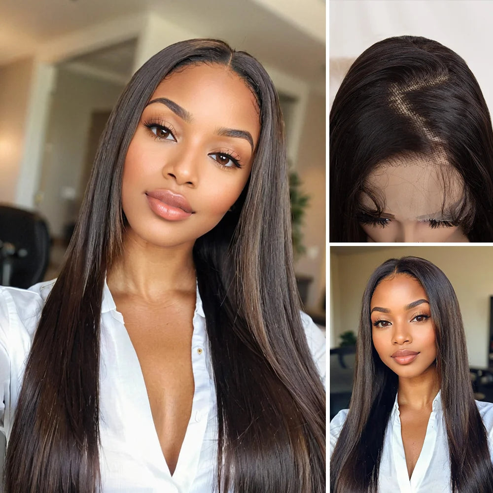 Ginger Orange Long Straight 13×6 Silky Straight Synthetic Transparent Lace Frontal Wig