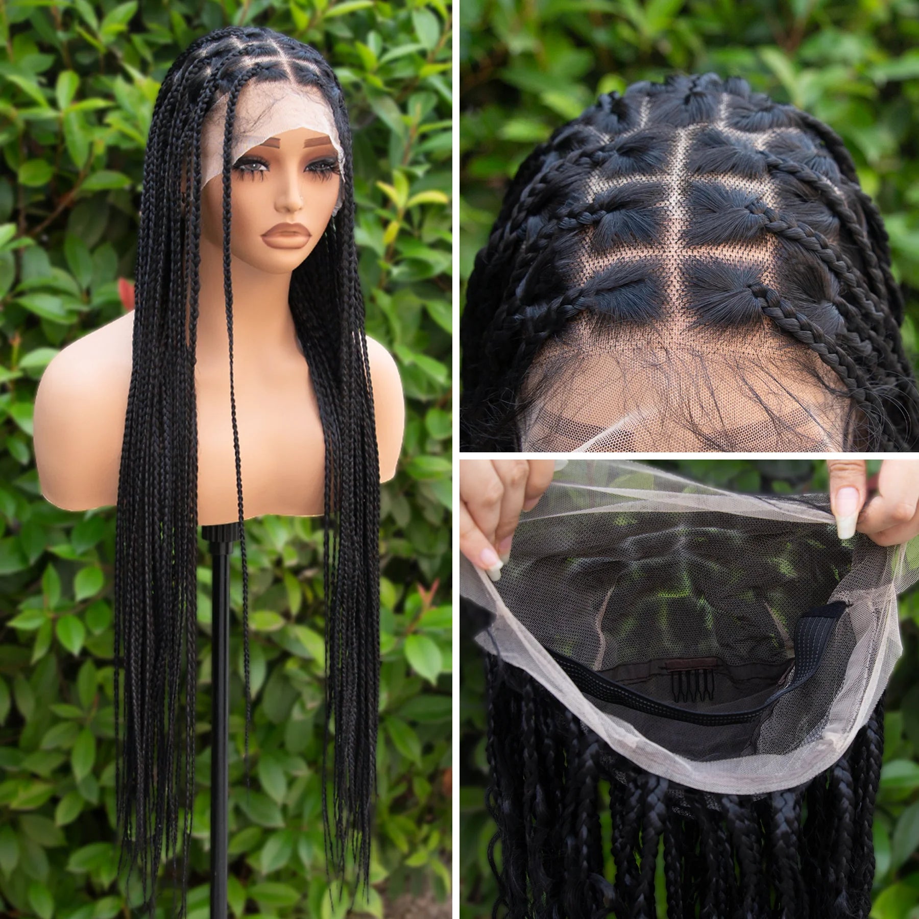 Knotless Box Braid Wigs With Baby Hair Handmade Full Lace Braided Wig for Women