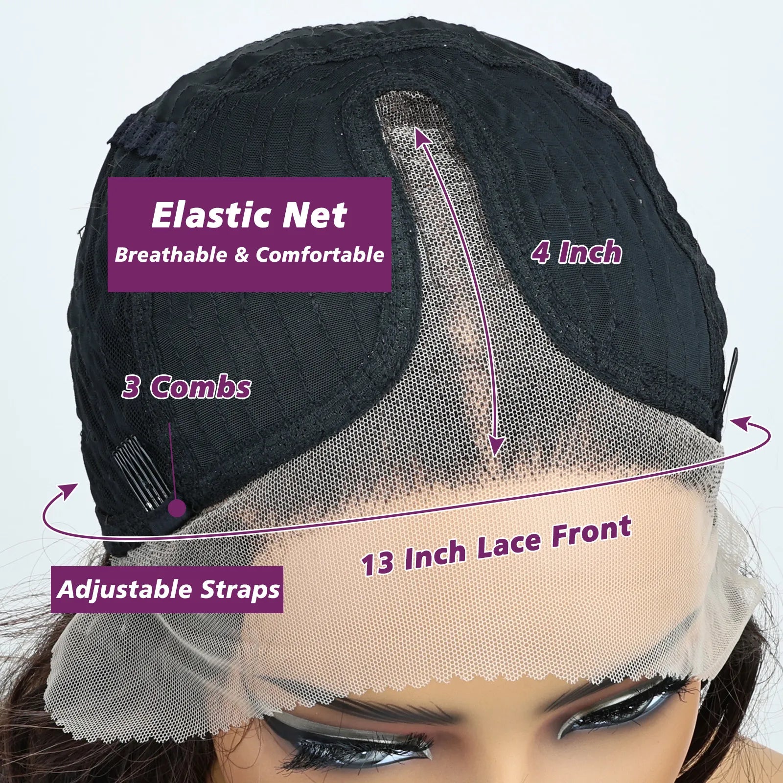 FABÉLLE 26Inch 13×4×1 Middle part Lace Front Wigs Mixed Wavy and Straight Glueless Synthetic Wigs Beginner Friendly for Women