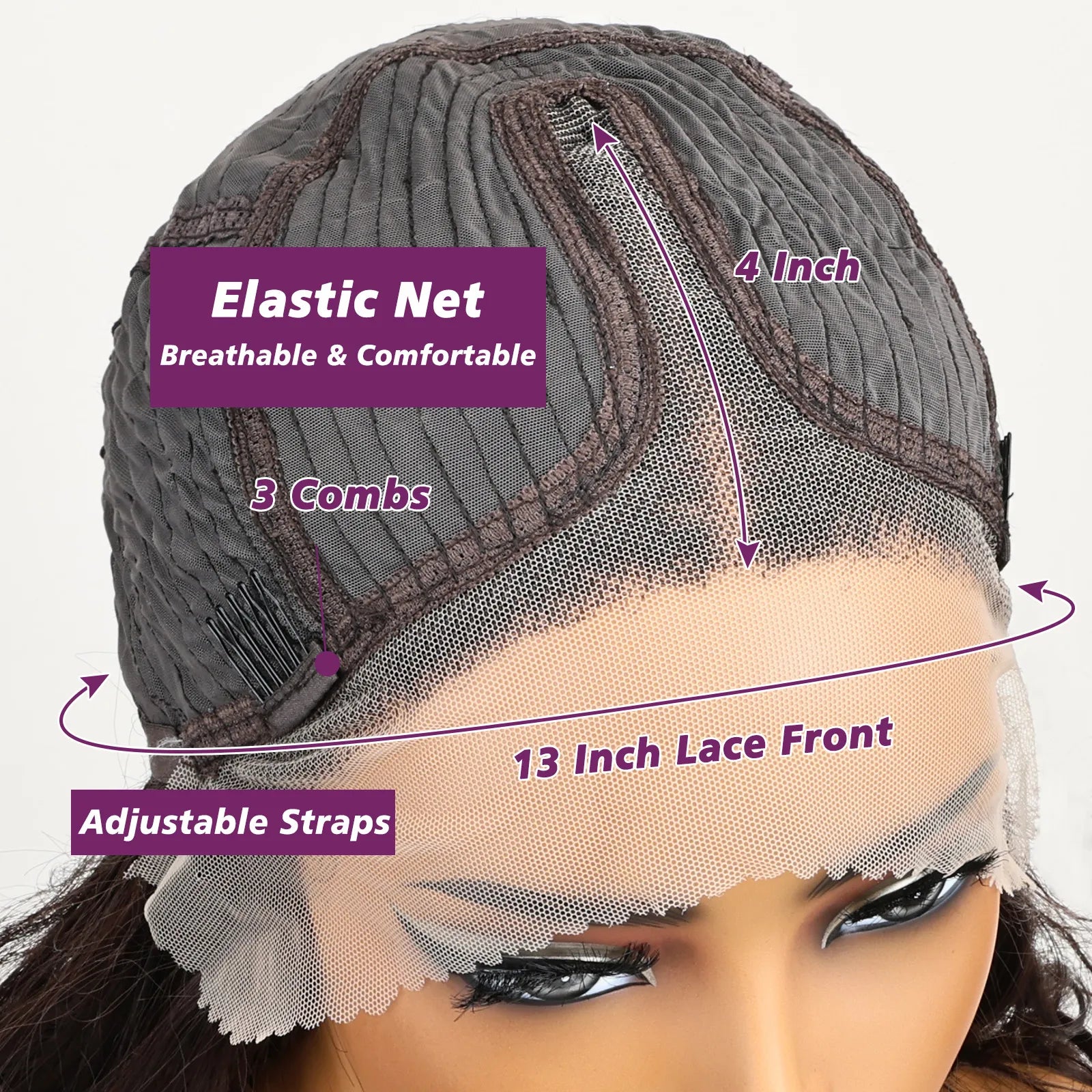 FABÉLLE 26Inch 13×4×1 Middle part Lace Front Wigs Mixed Wavy and Straight Glueless Synthetic Wigs Beginner Friendly for Women