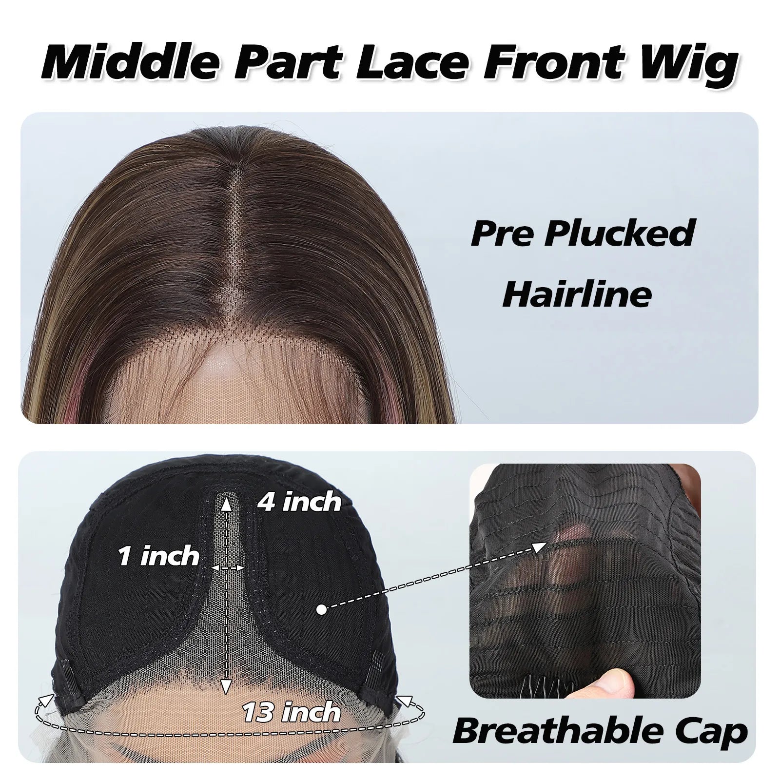 FABÉLLE Silky Straight Wigs 26inch 13×4×1 Middle Part Lace Glueless Wig Pre Plucked Synthetic Lace Front Wig heat resistant synthetic wig