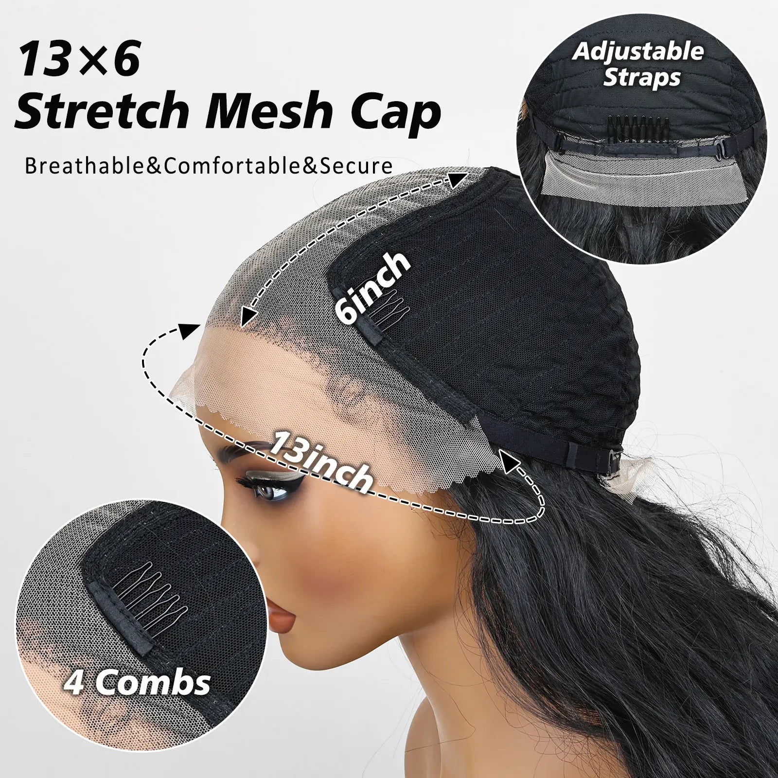 FABÉLLE Wavy Glueless Pre Plucked Synthetic 13*6 transparent Lace Frontal Wigs with Baby Hair 32inch Free Part Body Wave Wig For Women Wear And Go Natural Looking Heat Resistant Synthetic Fiber