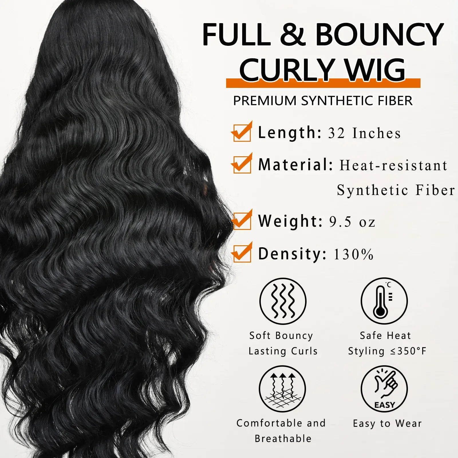 FABÉLLE Wavy Glueless Pre Plucked Synthetic 13*6 transparent Lace Frontal Wigs with Baby Hair 32inch Free Part Body Wave Wig For Women Wear And Go Natural Looking Heat Resistant Synthetic Fiber