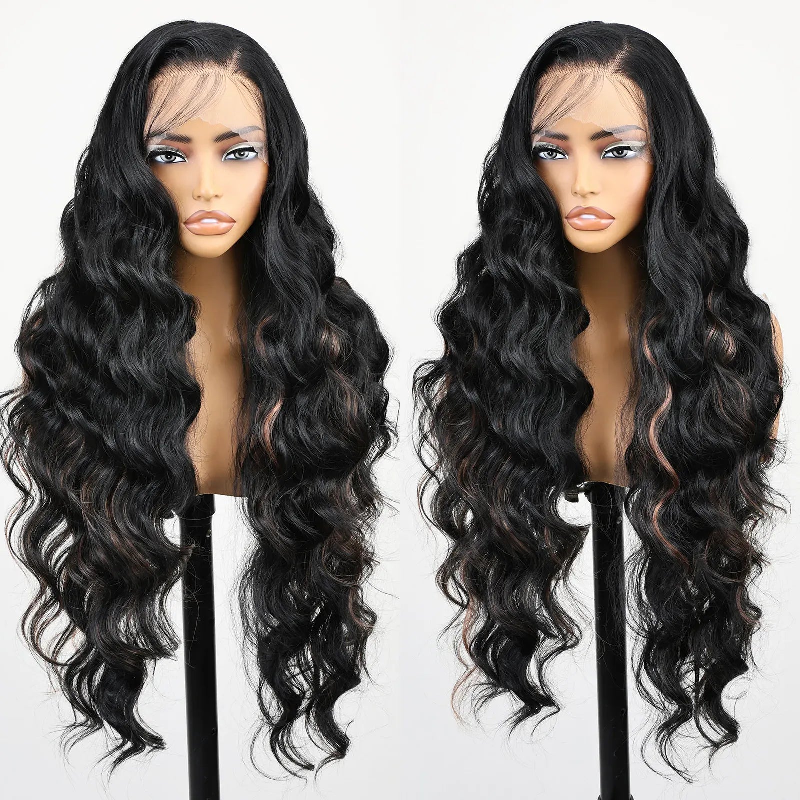 FABÉLLE Wavy Glueless Pre Plucked Synthetic 13*6 transparent Lace Frontal Wigs with Baby Hair 32inch Free Part Body Wave Wig For Women Wear And Go Natural Looking Heat Resistant Synthetic Fiber
