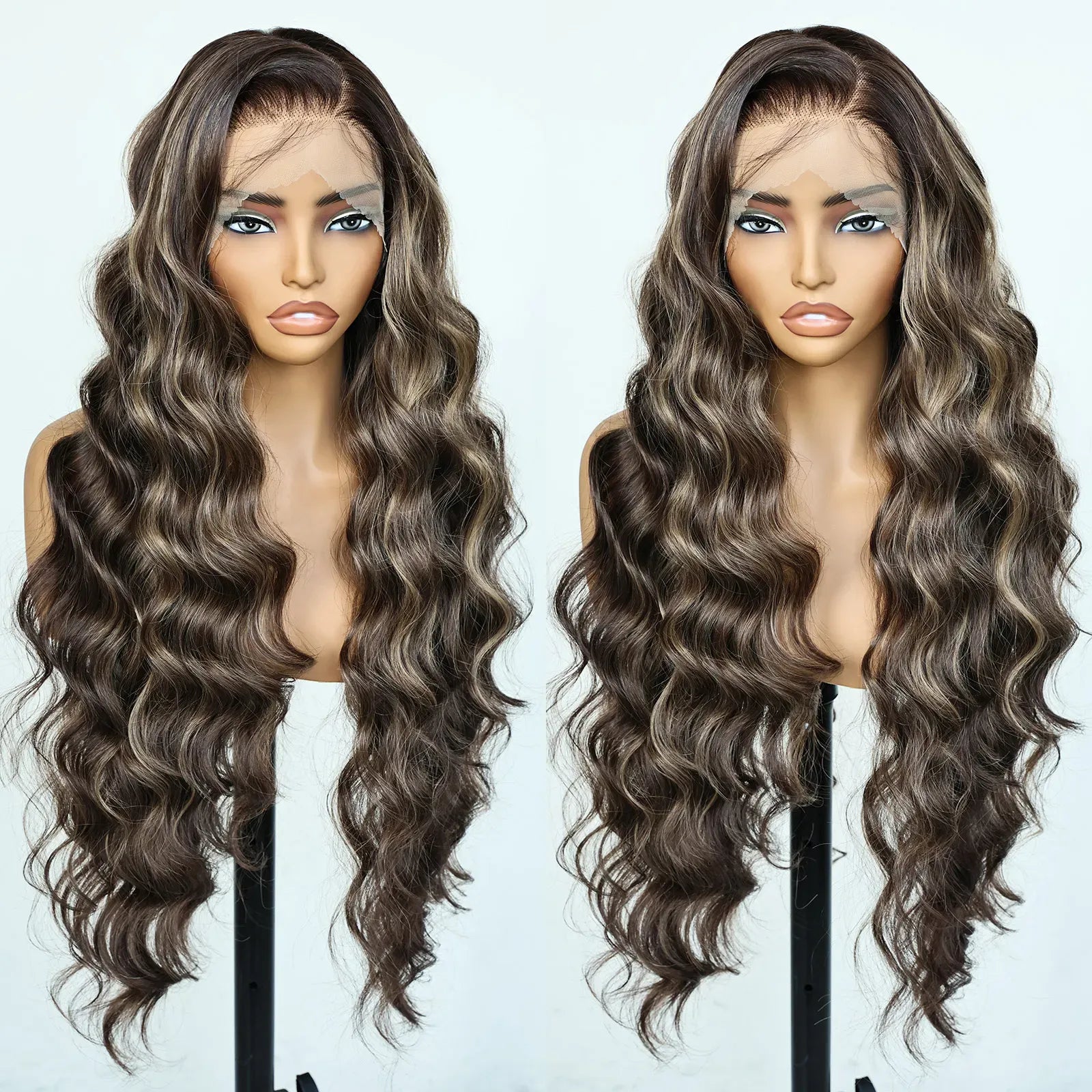 FABÉLLE Wavy Glueless Pre Plucked Synthetic 13*6 transparent Lace Frontal Wigs with Baby Hair 32inch Free Part Body Wave Wig For Women Wear And Go Natural Looking Heat Resistant Synthetic Fiber