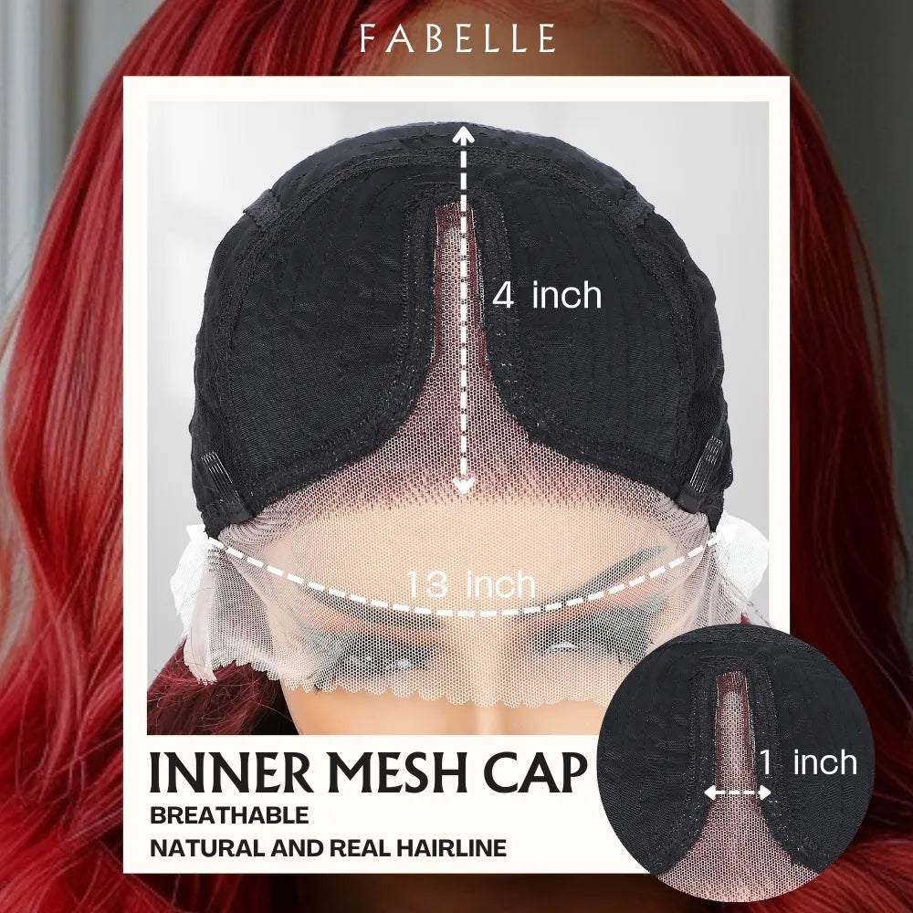 FABÉLLE Body Wave 30inch Glueless 13×4×1 Middle part Lace Wig Pre-plucked Synthetic Lace Front Wig for women Wavy Blonde daily style synthetic heat