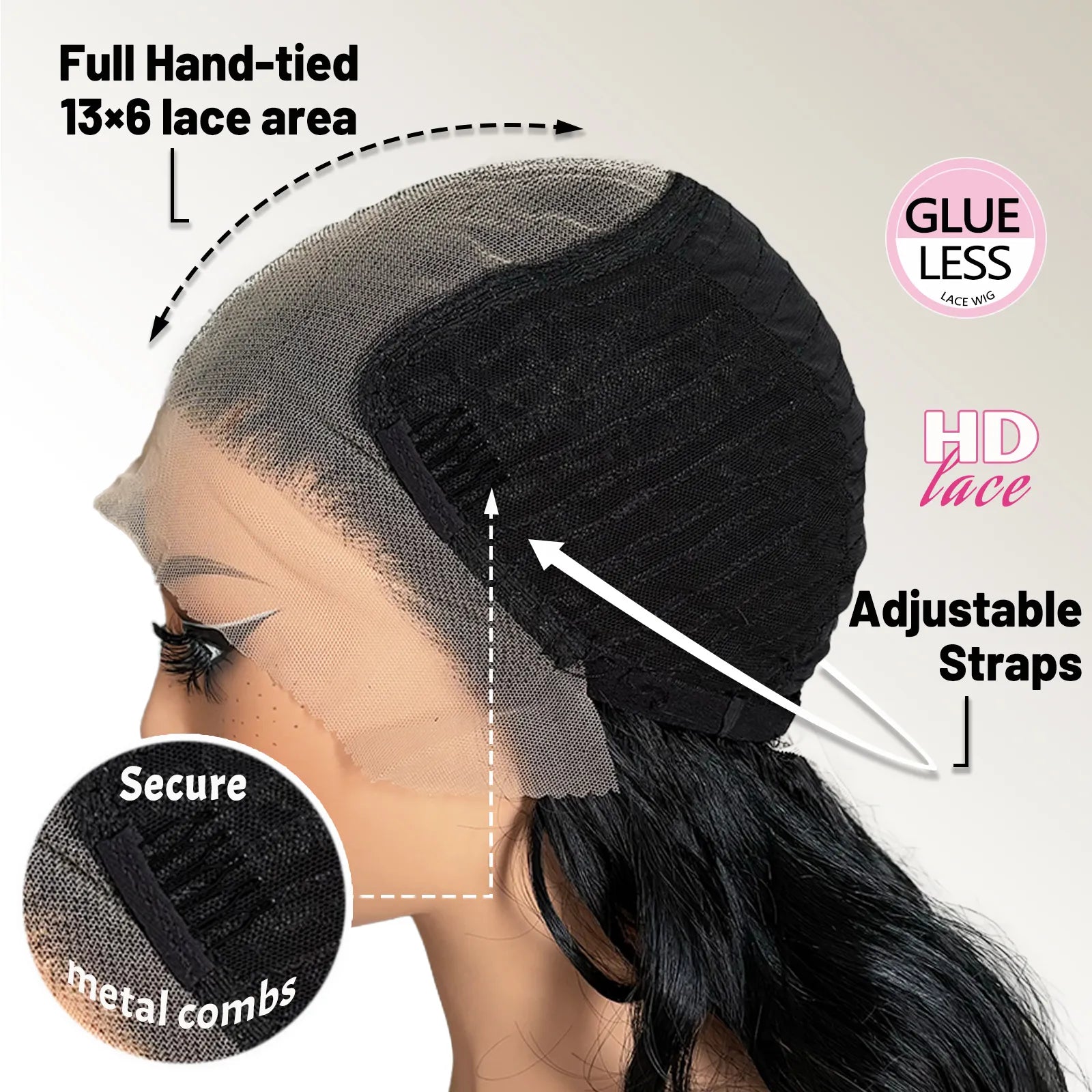 FABÉLLE 13×6 Lace Front Wigs 26Inch Body Wave Glueless Synthetic Wigs with Narural Preplucked Hairline Free Part for Women