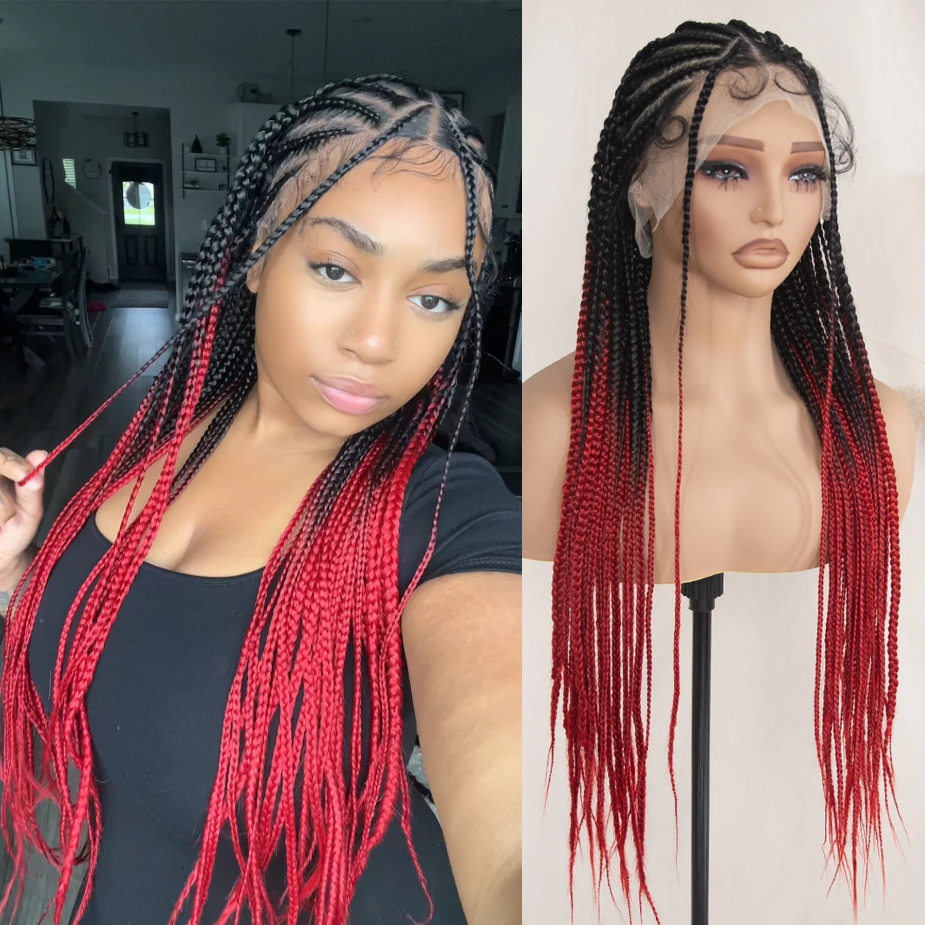 Cornrow Braided Wig With Baby Hair Full Lace Box Braid Wigs For Black Women