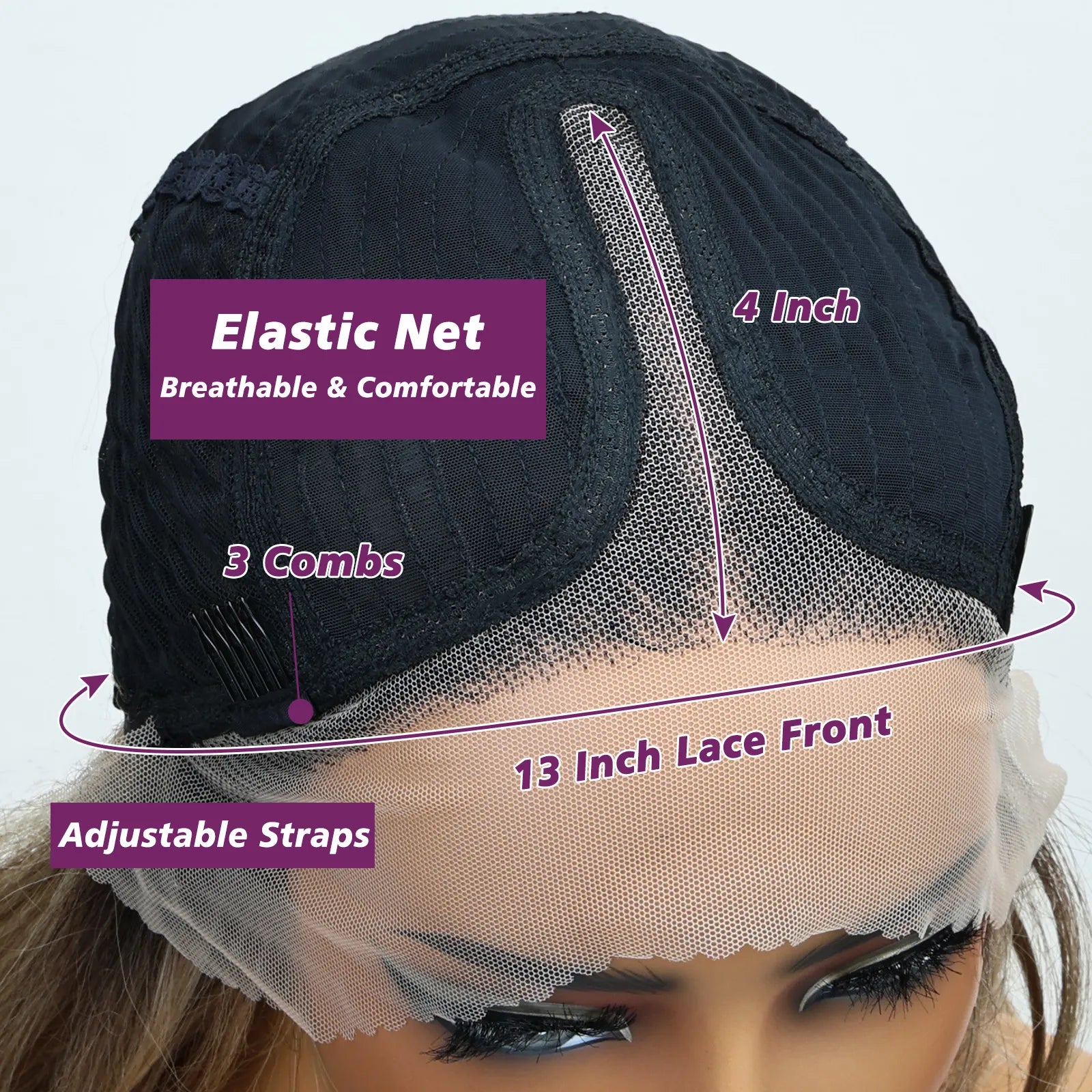 FABÉLLE 26Inch 13×4×1 Middle part Lace Front Wigs Mixed Wavy and Straight Glueless Synthetic Wigs Beginner Friendly for Women