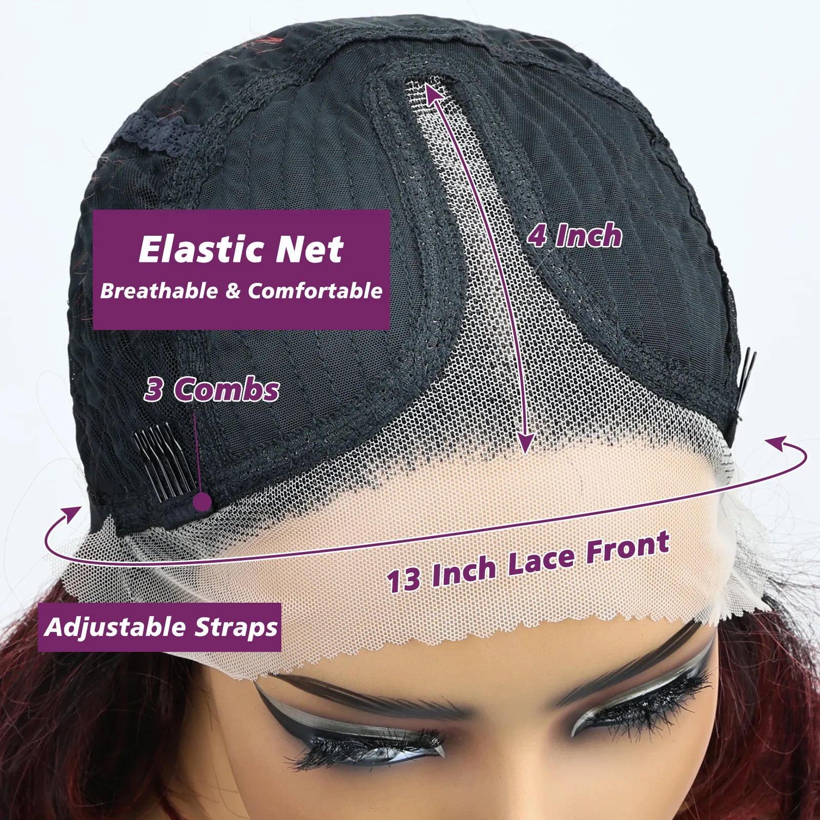 FABÉLLE 26Inch 13×4×1 Middle part Lace Front Wigs Mixed Wavy and Straight Glueless Synthetic Wigs Beginner Friendly for Women