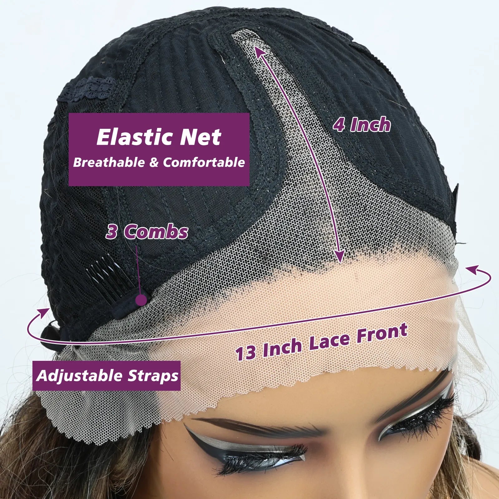 FABÉLLE 26Inch 13×4×1 Middle part Lace Front Wigs Mixed Wavy and Straight Glueless Synthetic Wigs Beginner Friendly for Women