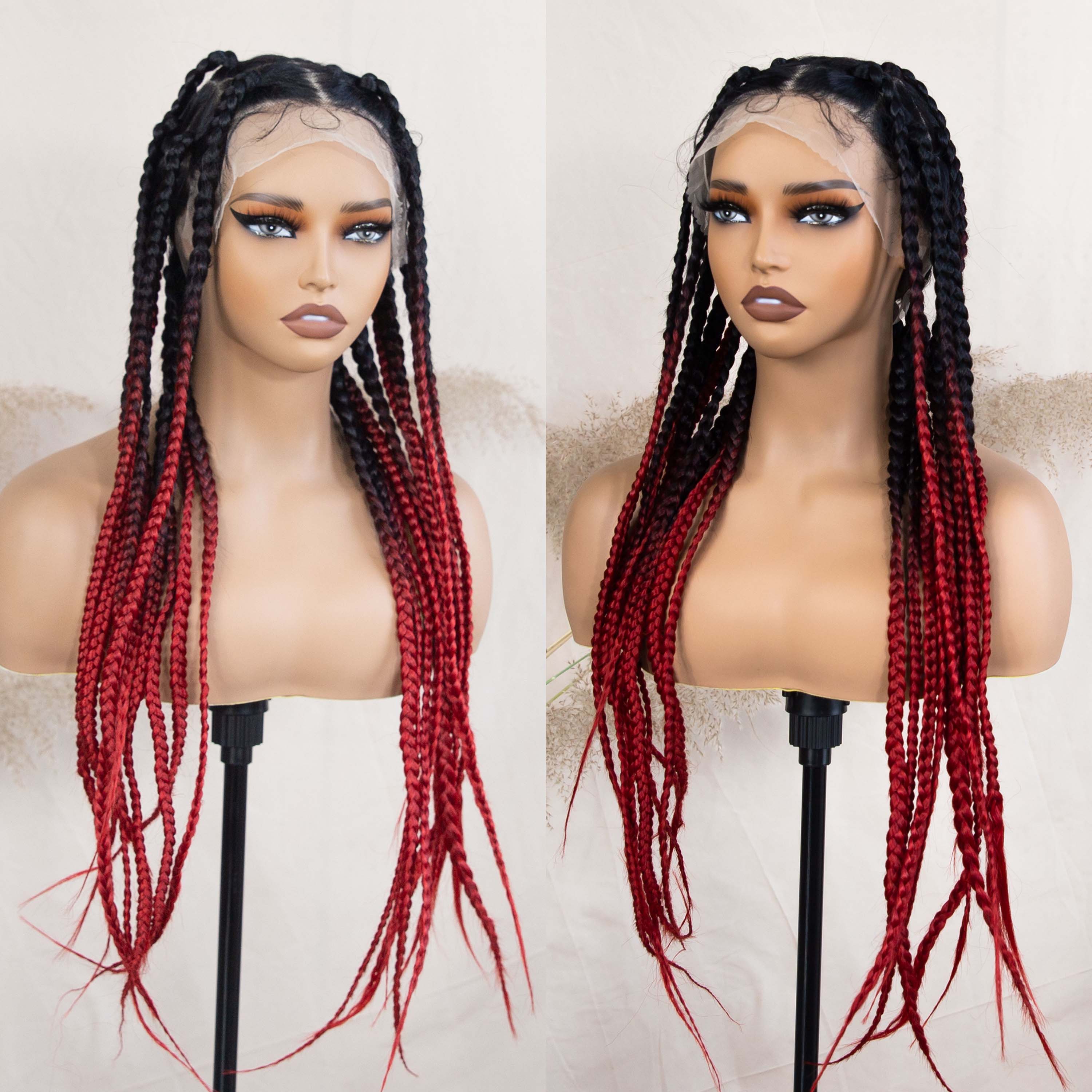Jumbo Knotless Box Braids Full Lace Braided Wigs For Black Women Synthetic Braided Wigs