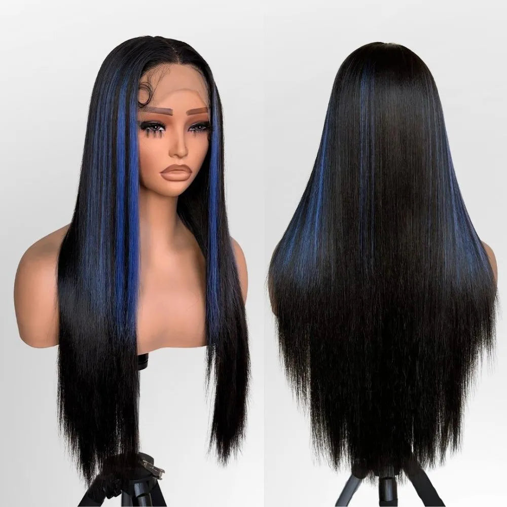 FABÉLLE Silky Straight Wigs 26inch 13×4×1 Middle Part Lace Glueless Wig Pre Plucked Synthetic Lace Front Wig heat resistant synthetic wig