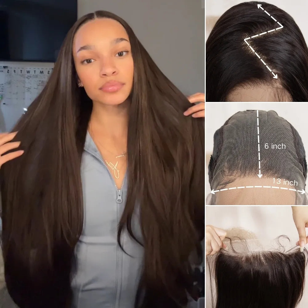 Ginger Orange Long Straight 13×6 Silky Straight Synthetic Transparent Lace Frontal Wig