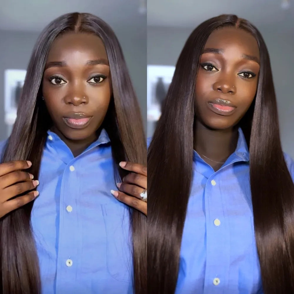 Ginger Orange Long Straight 13×6 Silky Straight Synthetic Transparent Lace Frontal Wig