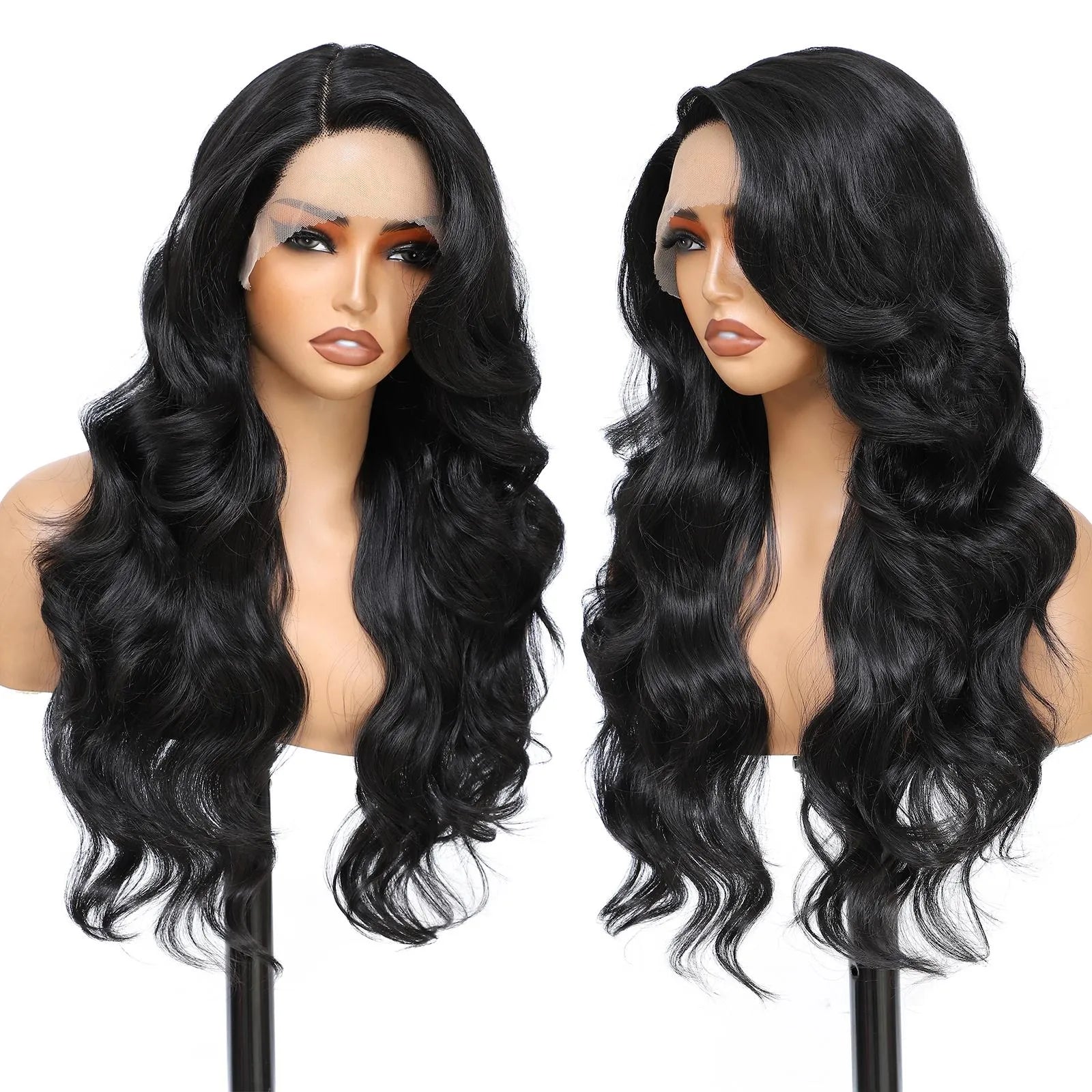 FABÉLLE 24inch Body Wave Glueless Pre Plucked Wigs 13×4×1 part Heat-Resistant Synthetic Lace Front Wigs for Women Beginner Friendly Hairline