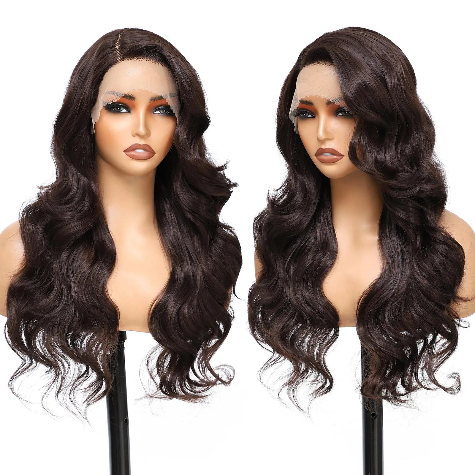 FABÉLLE 24inch Body Wave Glueless Pre Plucked Wigs 13×4×1 part Heat-Resistant Synthetic Lace Front Wigs for Women Beginner Friendly Hairline