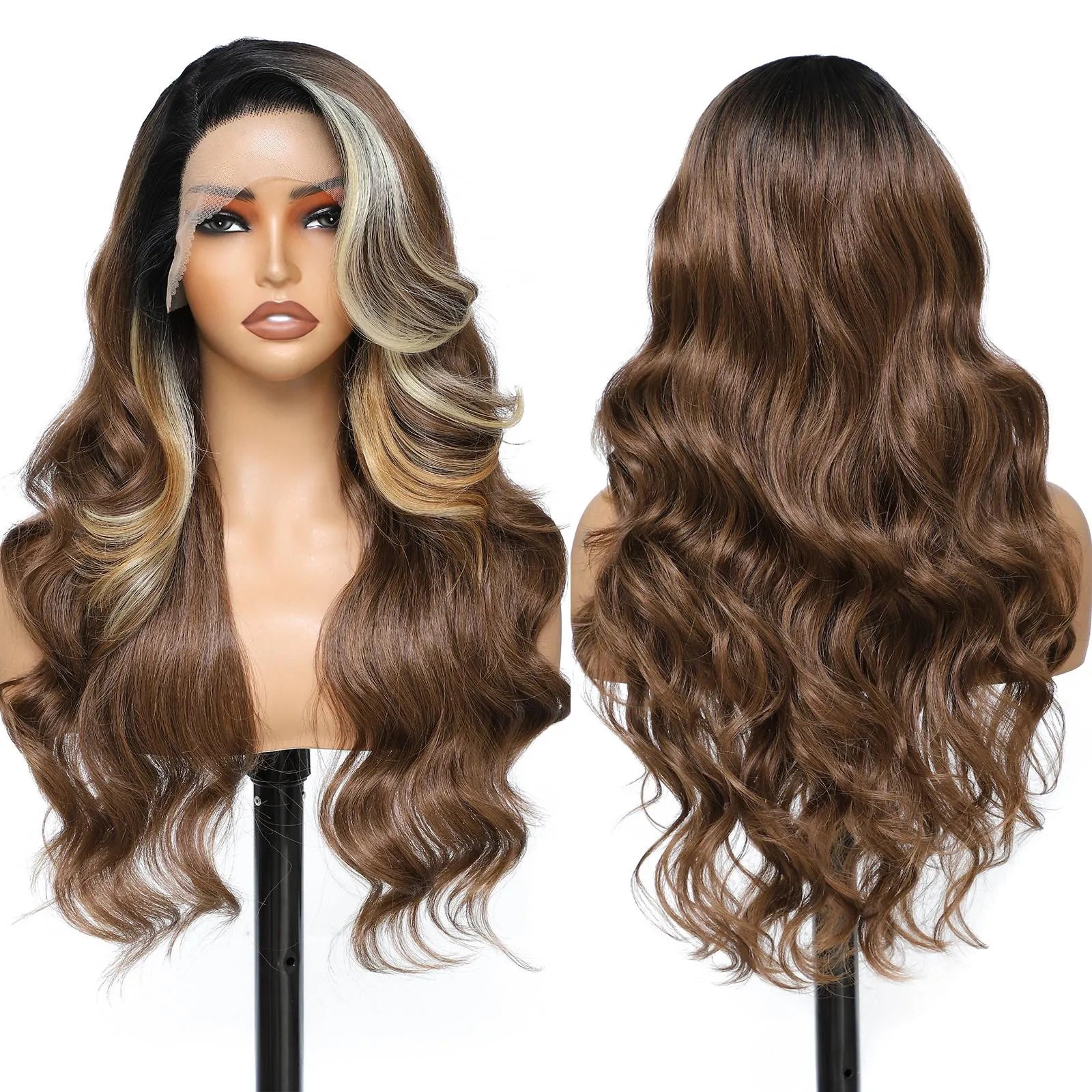 FABÉLLE 24inch Body Wave Glueless Pre Plucked Wigs 13×4×1 part Heat-Resistant Synthetic Lace Front Wigs for Women Beginner Friendly Hairline