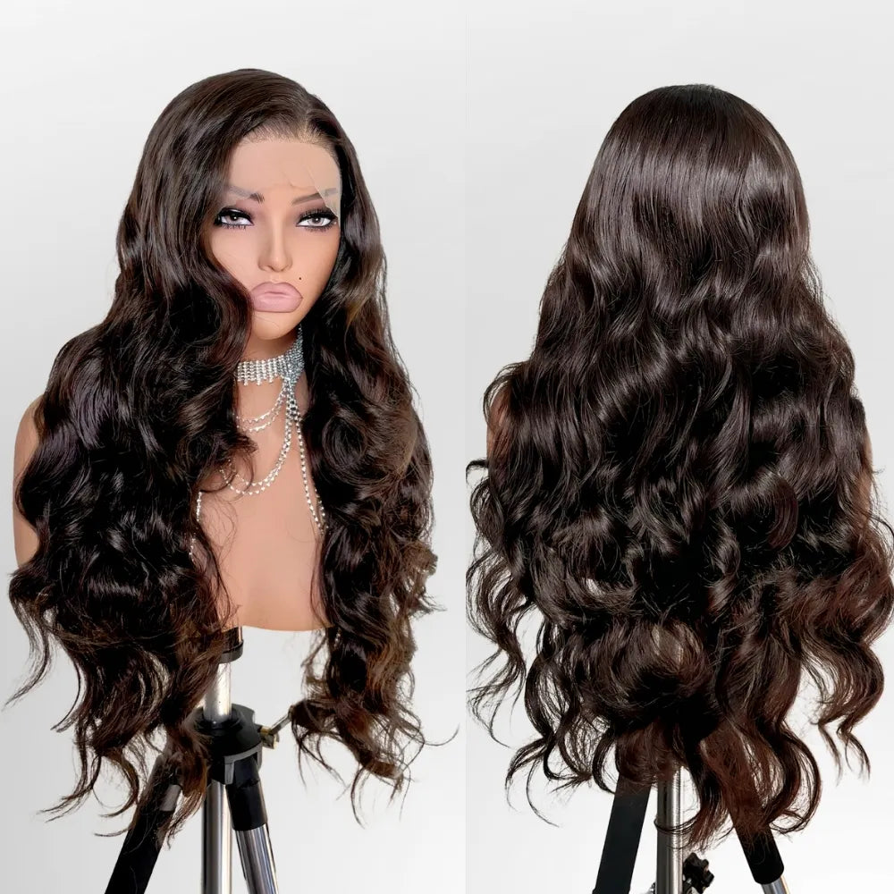 FABÉLLE 13×6 Lace Front Wigs 26Inch Body Wave Glueless Synthetic Wigs with Narural Preplucked Hairline Free Part for Women
