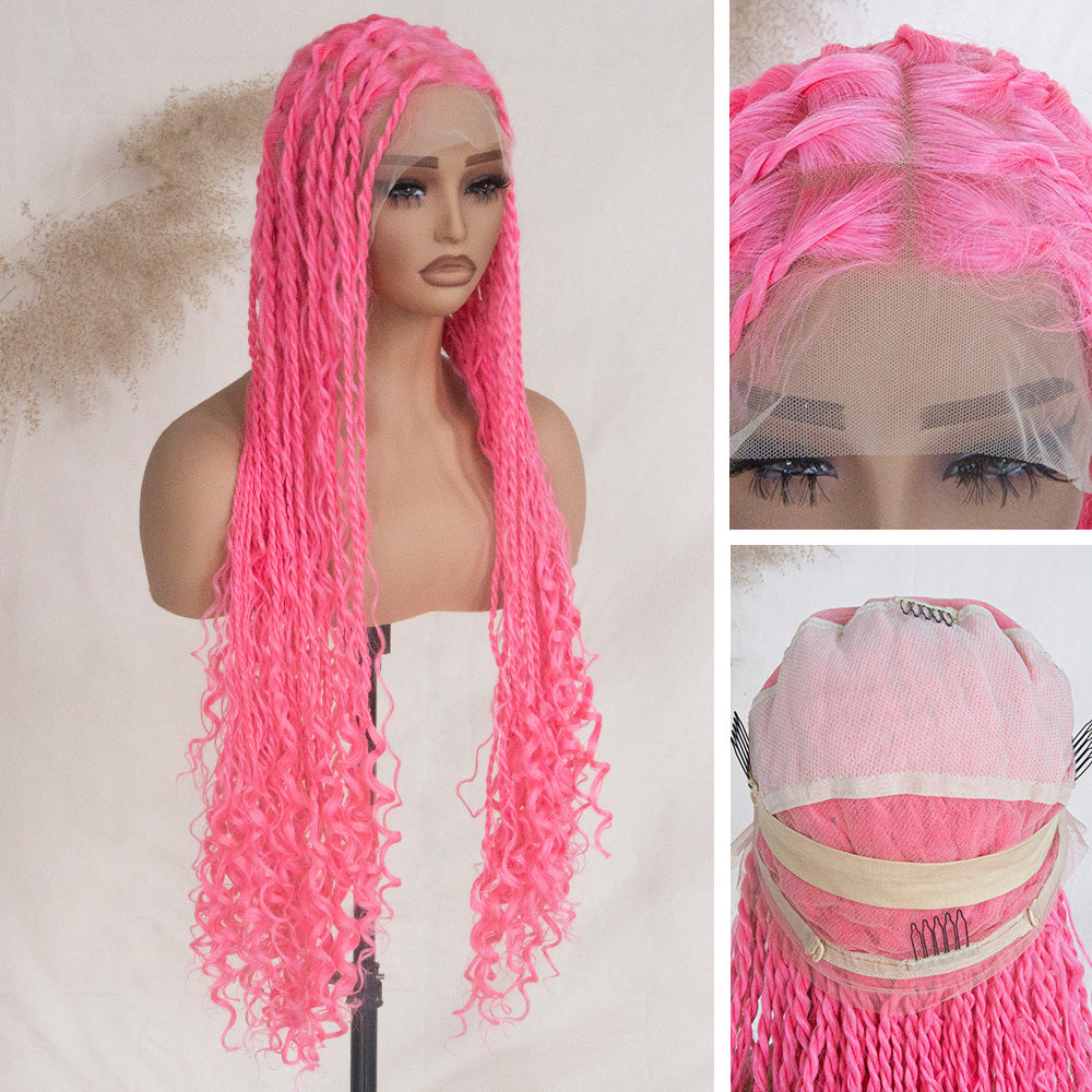 Boho twist wig pink color