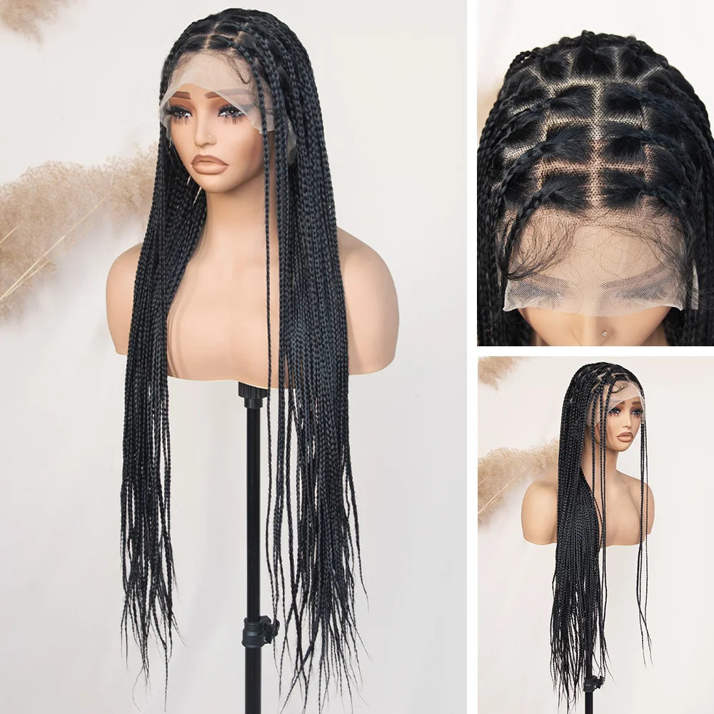 Knotless Box Braid Wigs With Baby Hair Handmade Full Lace Braided Wig for Women