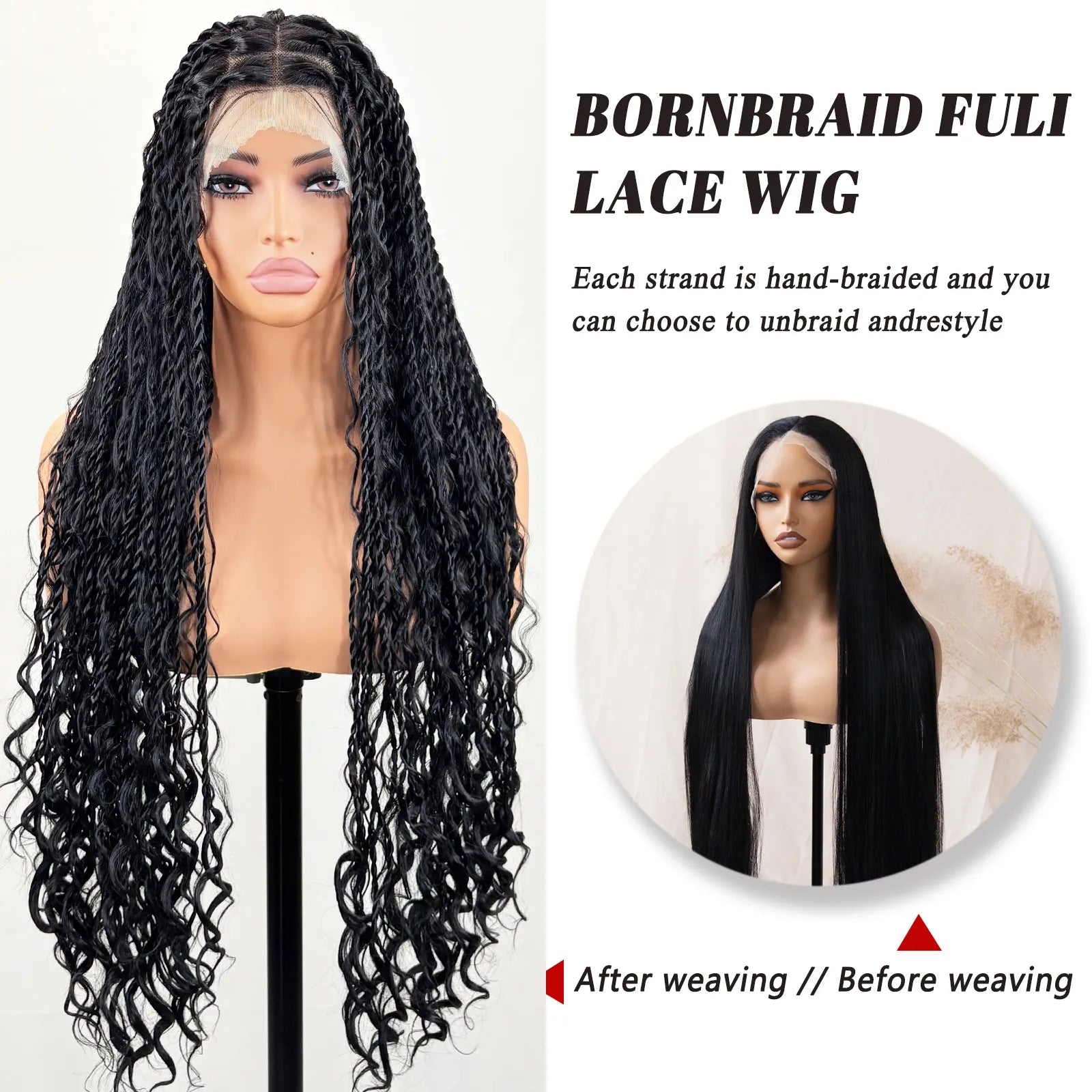 [Tiktok Style] Boho Twist Braided Full Lace Wigs Knotless Senegalese Twists With Curly Ends