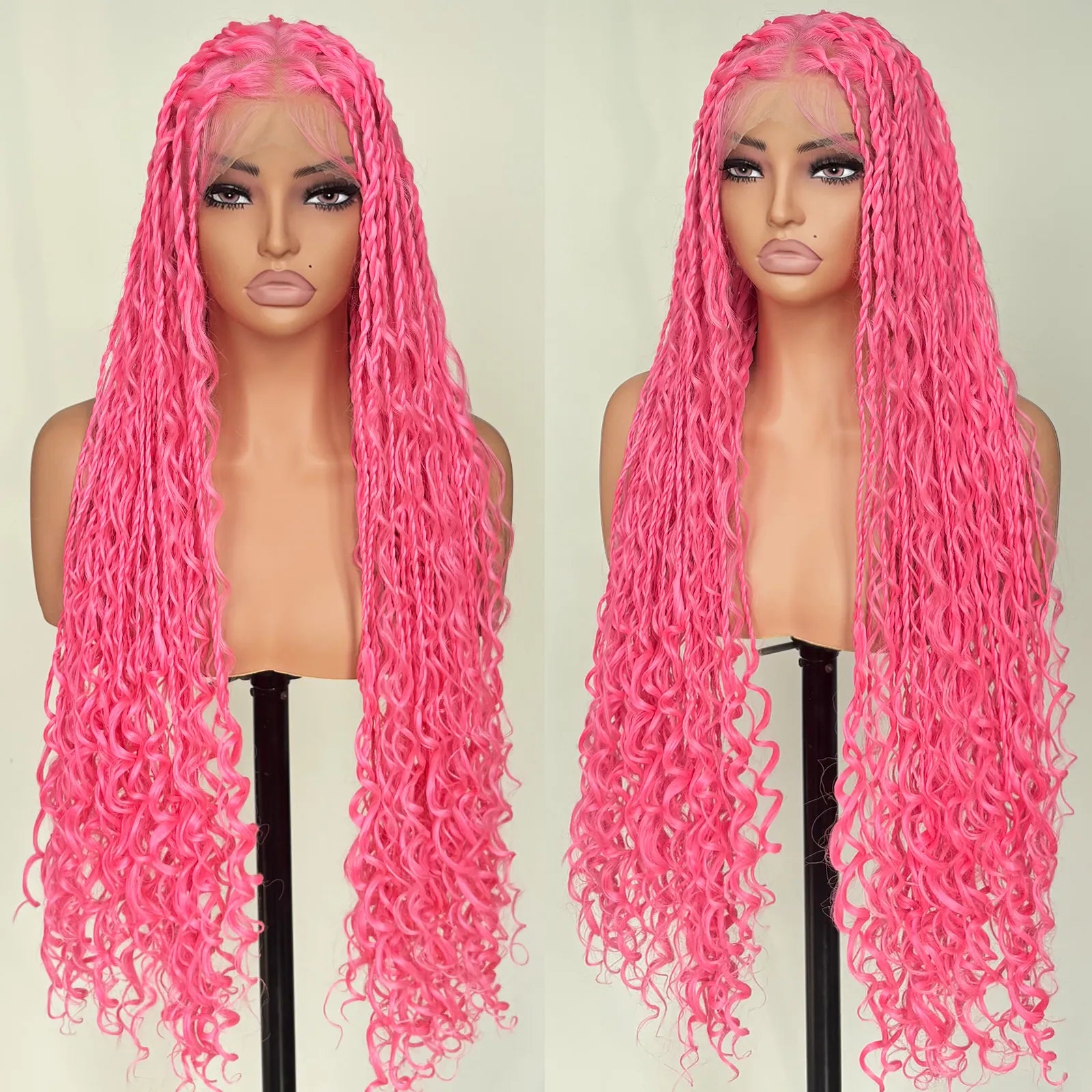 [Tiktok Style] Boho Twist Braided Full Lace Wigs Knotless Senegalese Twists With Curly Ends