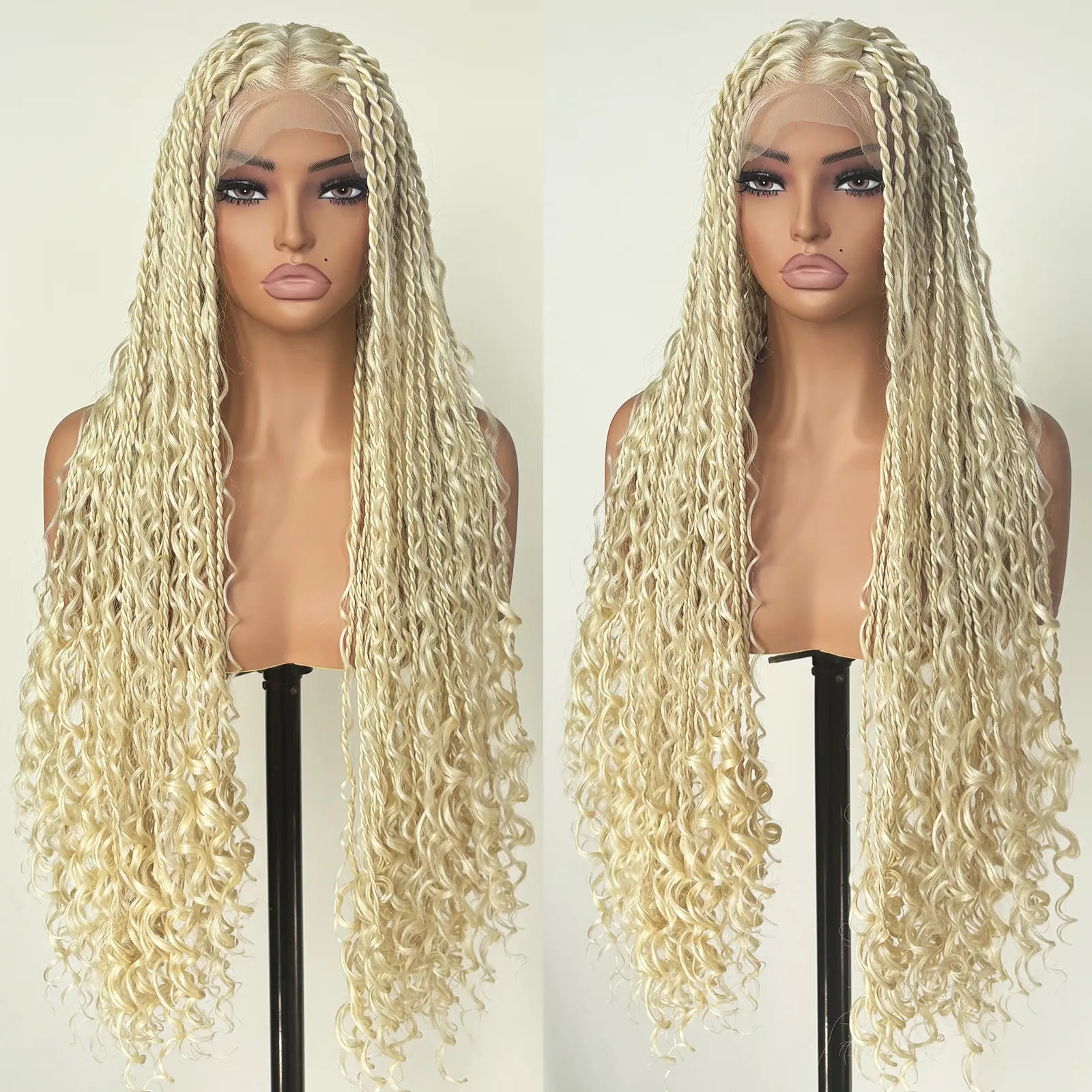 [Tiktok Style] Boho Twist Braided Full Lace Wigs Knotless Senegalese Twists With Curly Ends