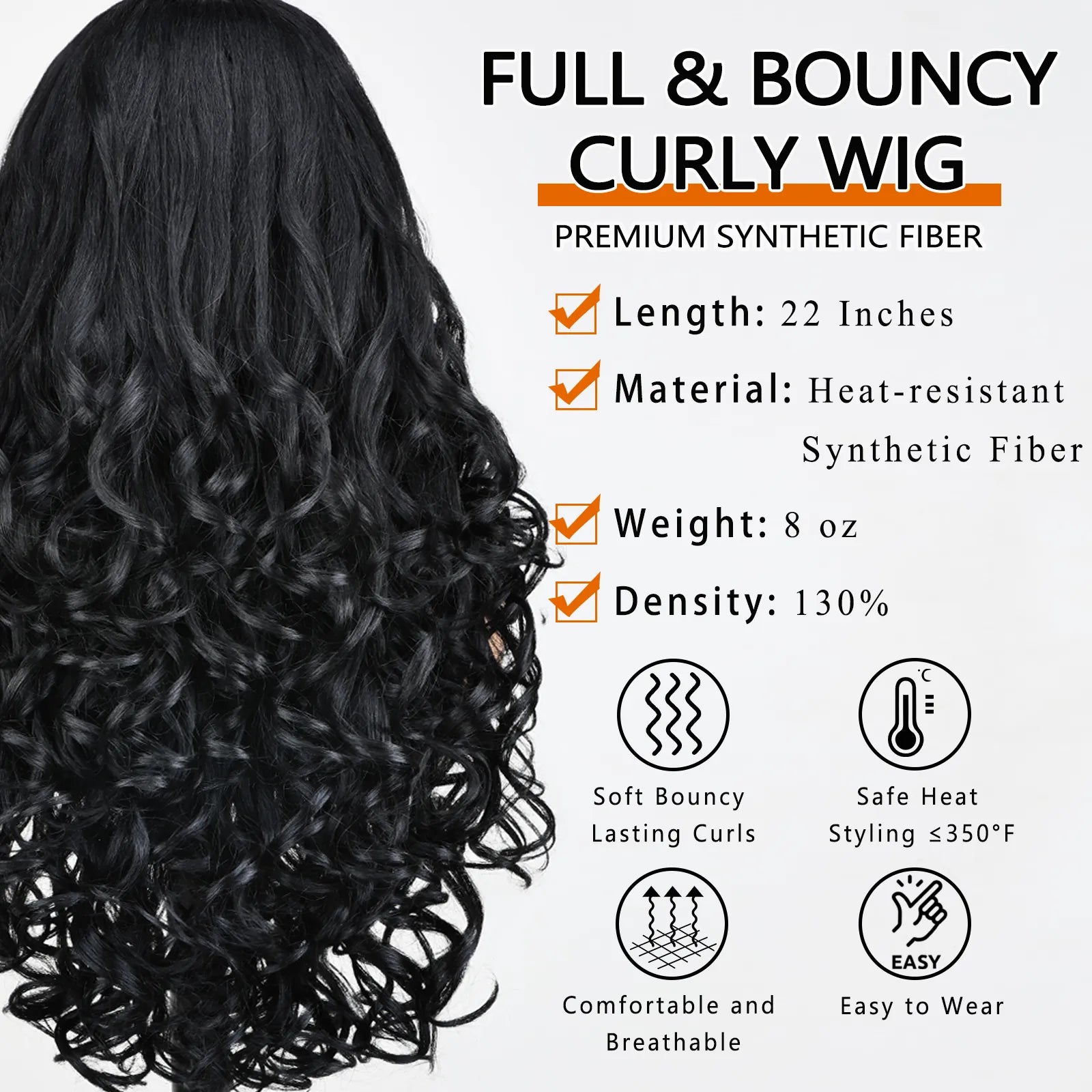 FABÉLLE V Part Glueless Curly Wig 22 Inch No Leave Out Beginner Friendly 5 Clip In Synthetic Long Curly Wigs Easy Install Heat Resistant Up To 350F