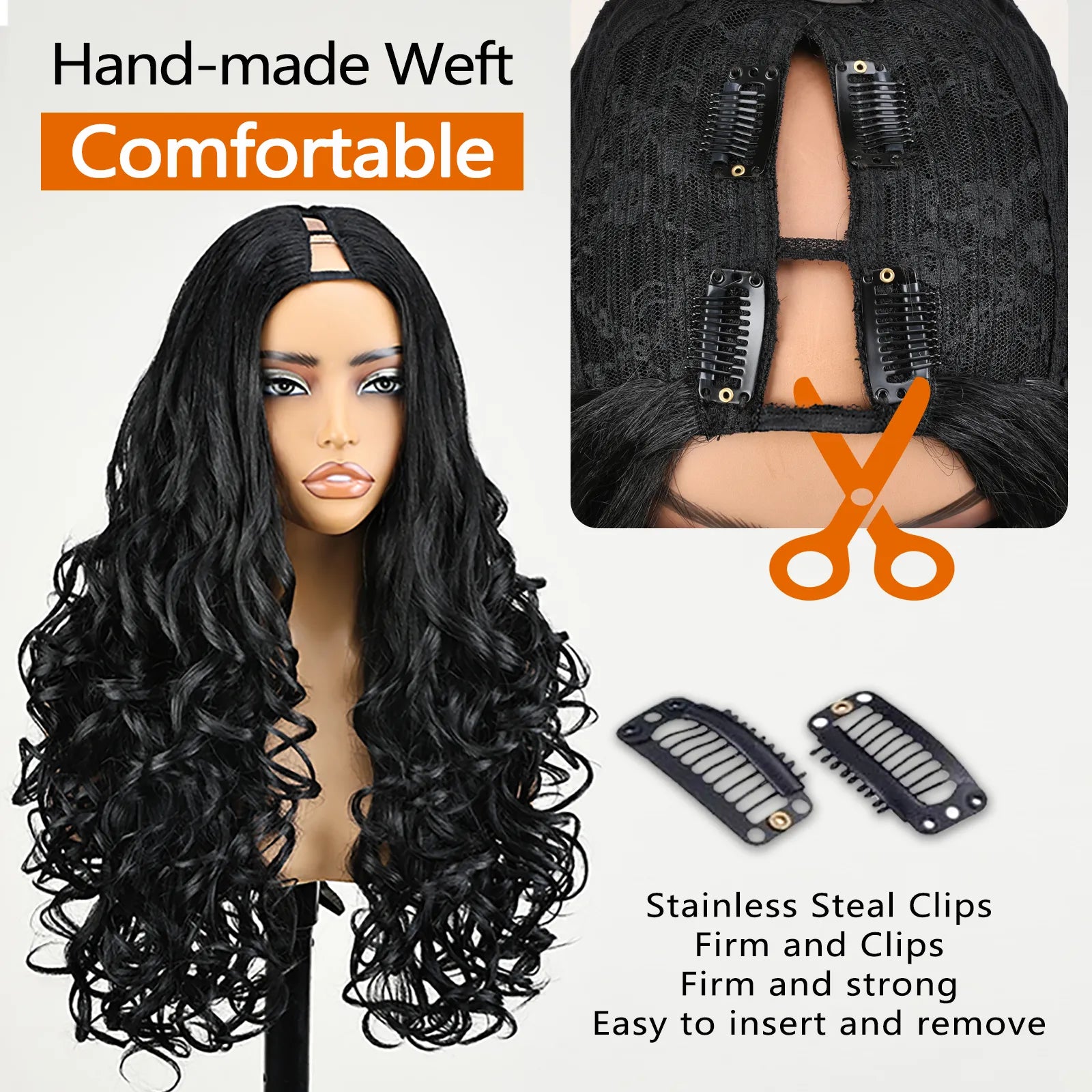 FABÉLLE V Part Glueless Curly Wig 22 Inch No Leave Out Beginner Friendly 5 Clip In Synthetic Long Curly Wigs Easy Install Heat Resistant Up To 350F