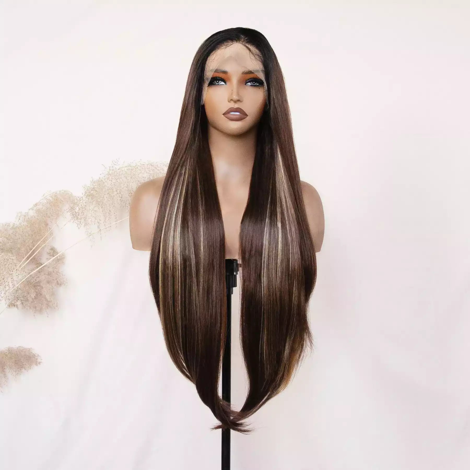 Straight HoneyBlonde_Highlights 13_6_lace front wig 9602A #HT4/27 