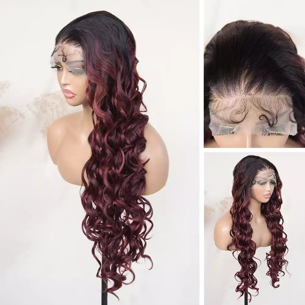 curly wigs highlight_Burgundy 13_6_lace_front_wig RGF9975-#DR3700