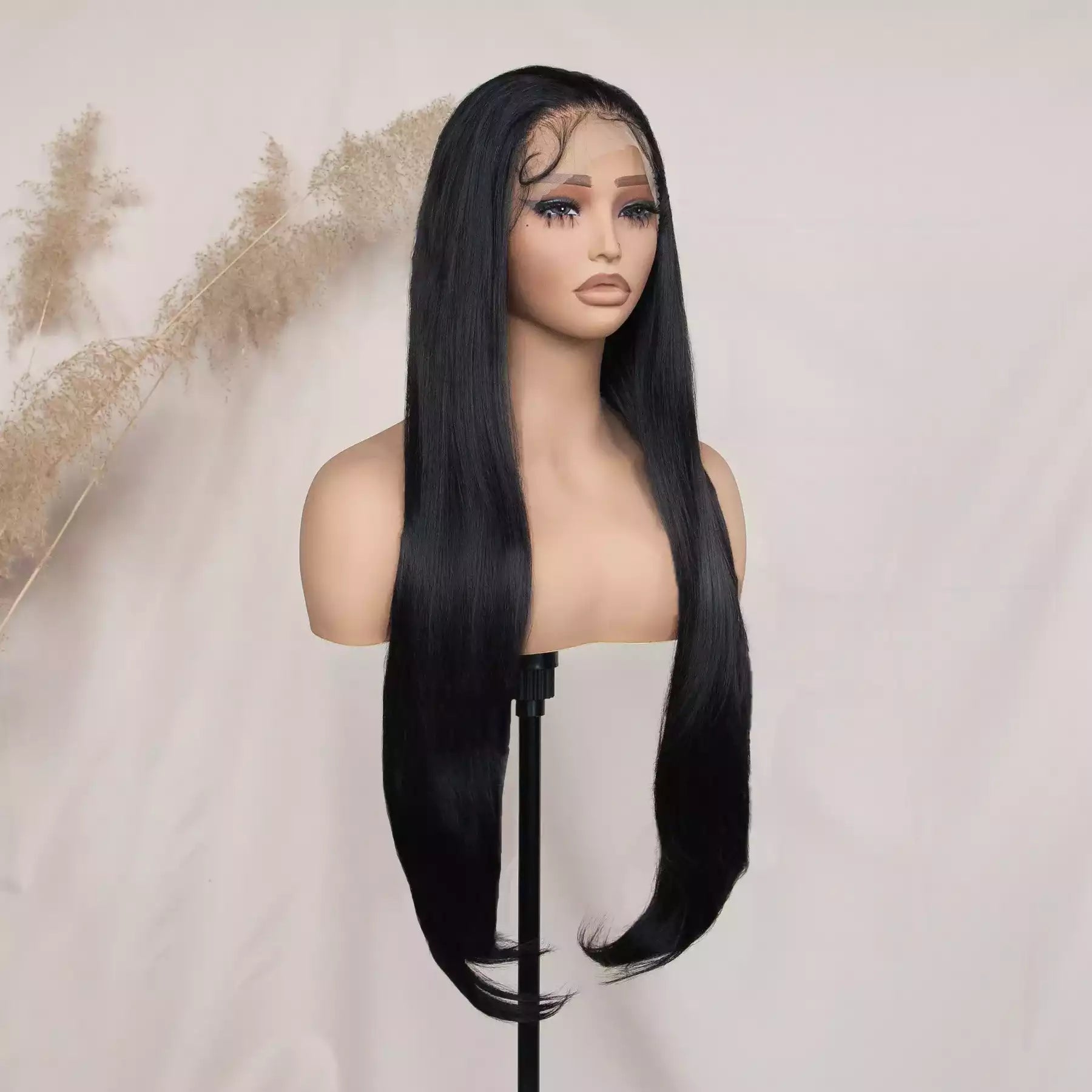 Straight natural black 13×6 lace front wig 9602A #1B  