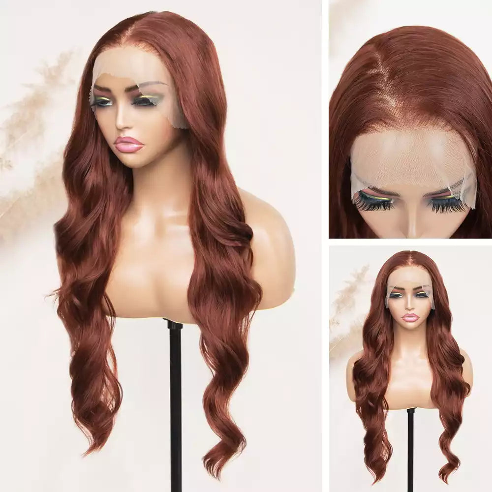 body wave Reddish_Brown 13_6_lace_front_wig_RGF9873-#Reddish_Brown 