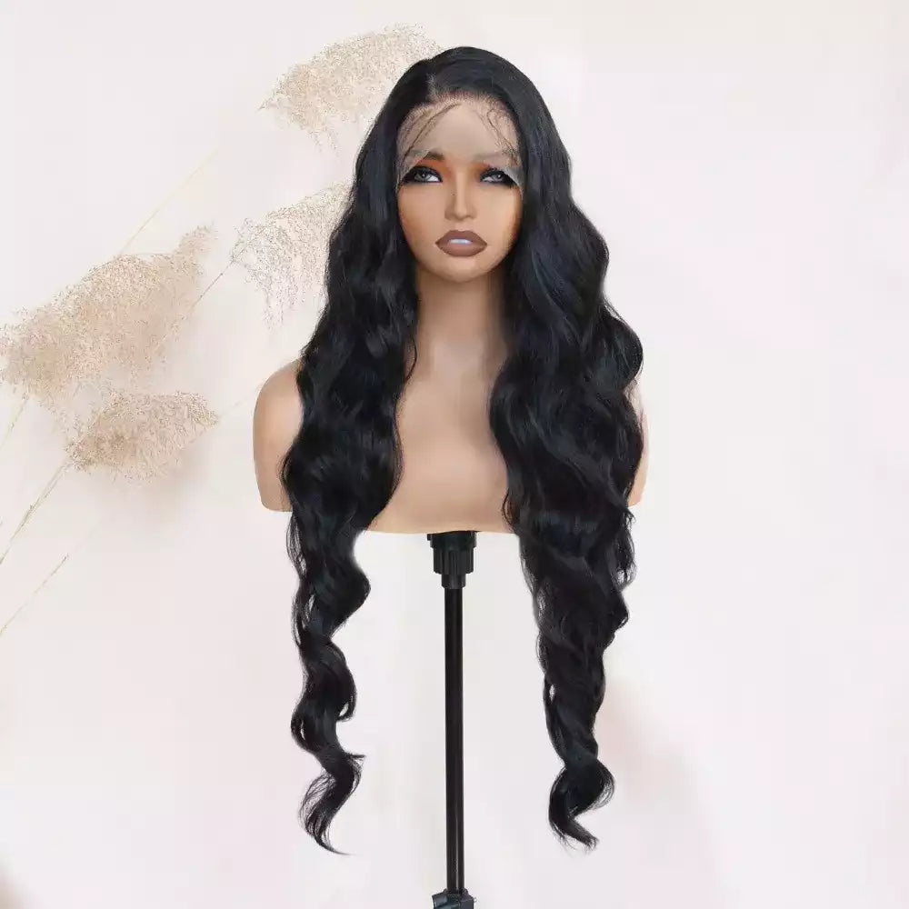 body wave Natural Black 13×6 lace front wig RGF9985-#1B