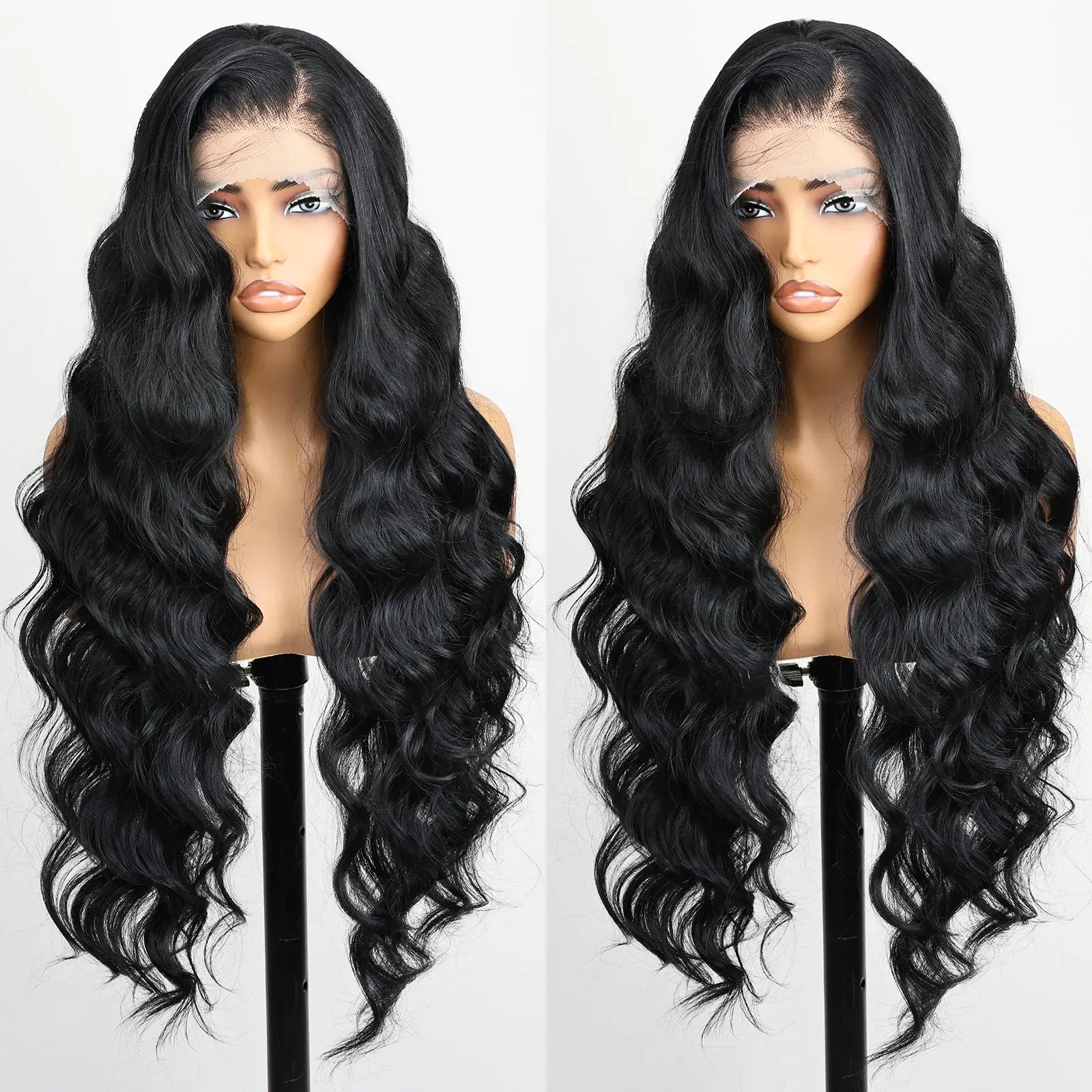 FABÉLLE Wavy Glueless Pre Plucked Synthetic 13*6 transparent Lace Frontal Wigs with Baby Hair 32inch Free Part Body Wave Wig For Women Wear And Go Natural Looking Heat Resistant Synthetic Fiber